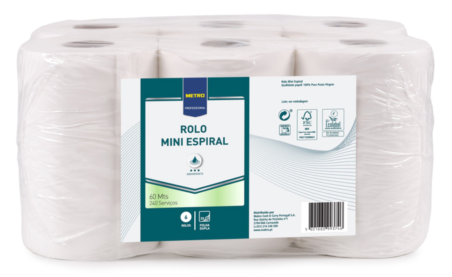 Rolo Espiral Mini 2 Folhas 60 m METRO Profissional Cx 6 Un Rolo Espiral Mini 2 Folhas 60 m METRO Profissional Cx 6 Un