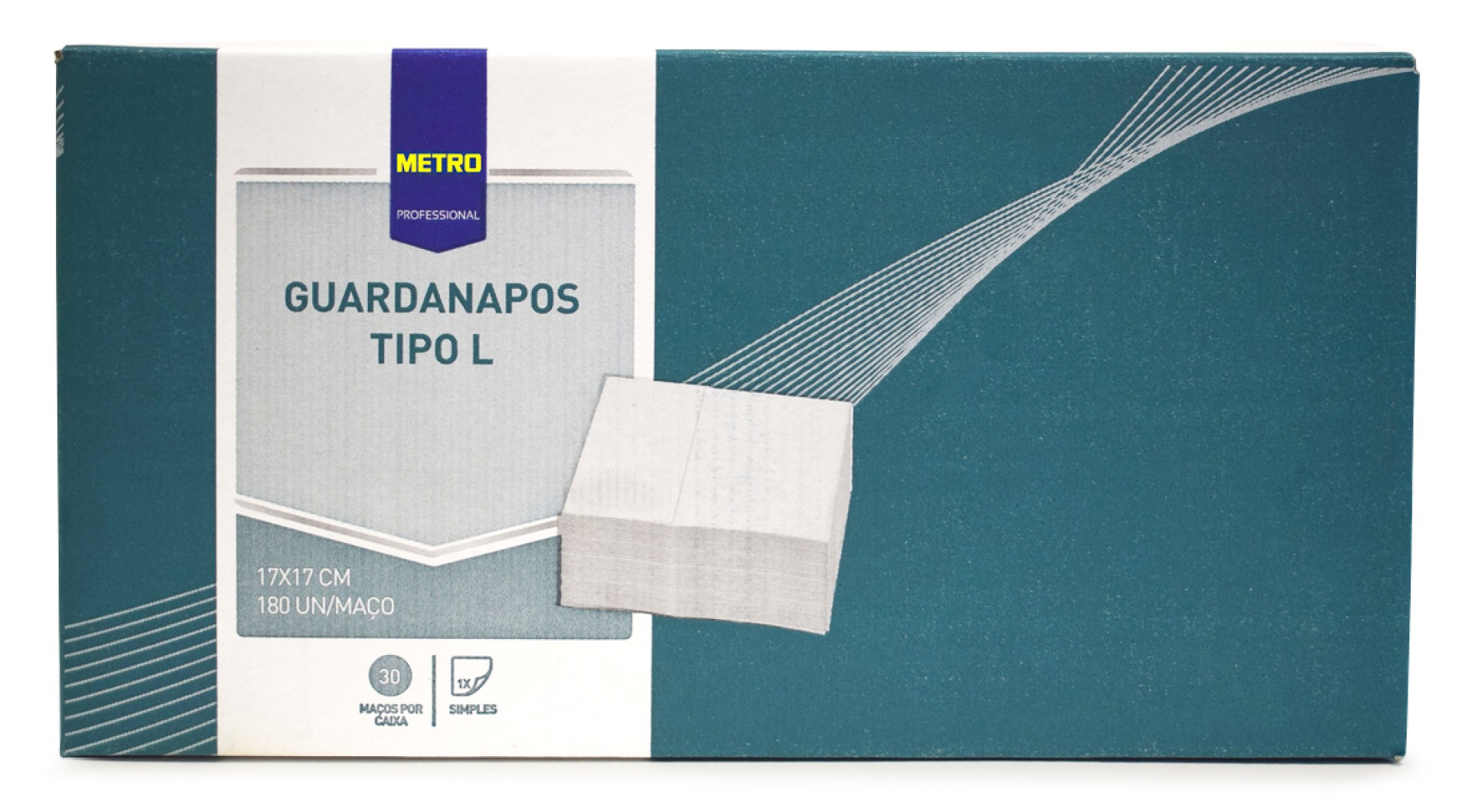 Guardanapo Tipo L 1 Folha 17X17 cm METRO Profissional 30x180 Un