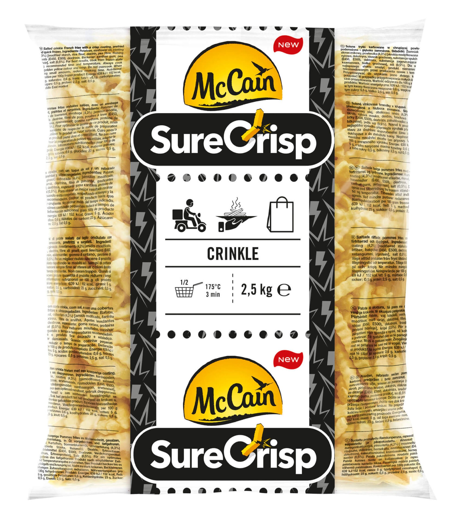 Batata Surecrisp Crinkle Congelada McCain 4x2,5 kg