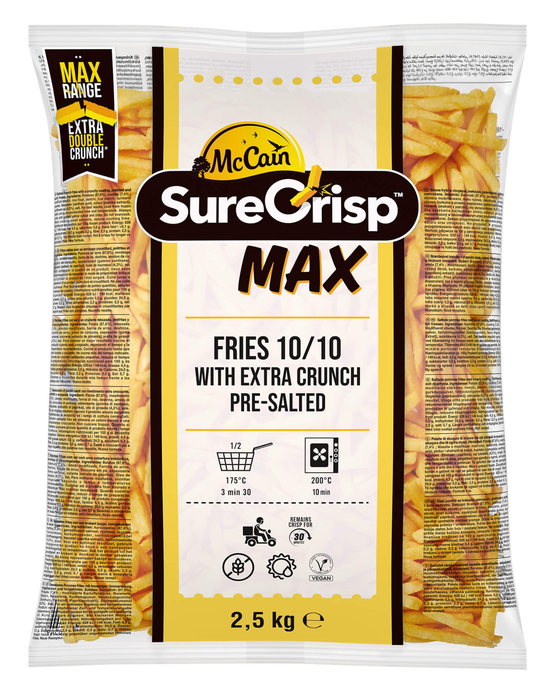 Batata Surecrisp MAX 10/10 Congelada McCain 4x2,5 kg