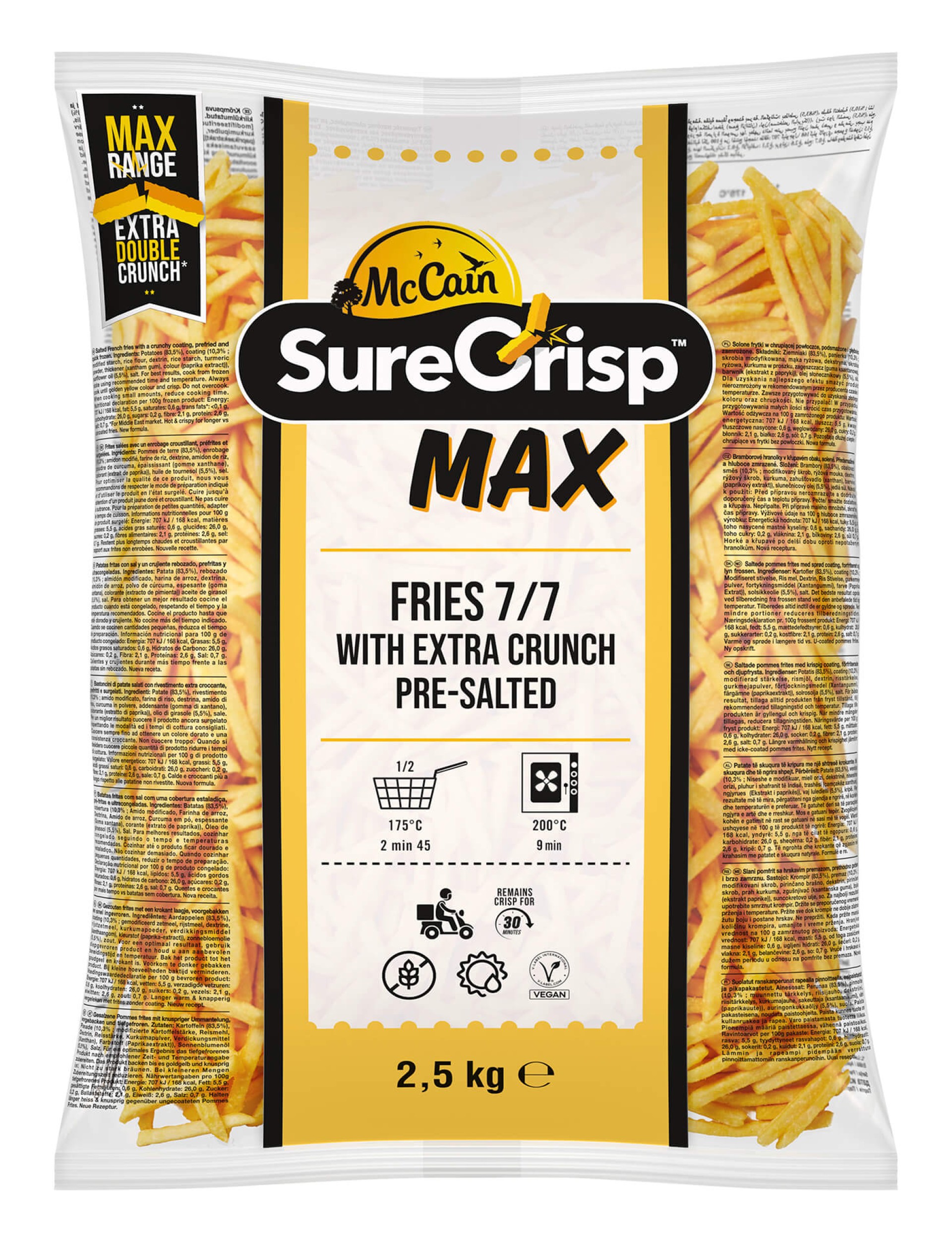 Batata Surecrisp MAX 7/7 Congelada McCain 4x2,5 kg Batata Surecrisp MAX 7/7 Congelada McCain 4x2,5 kg