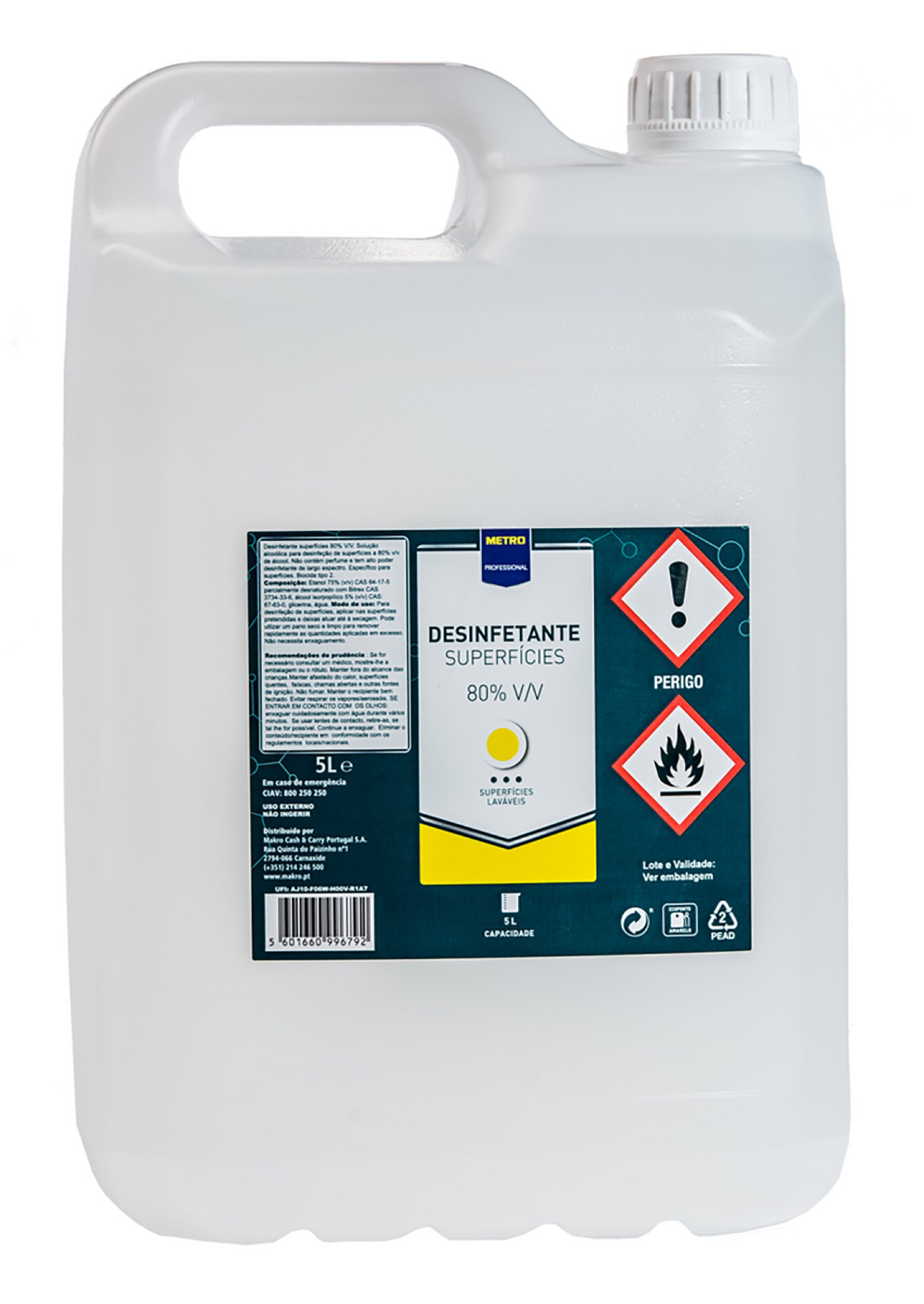 Desinfetante Superf�cie 80% METRO Profissional 5 l