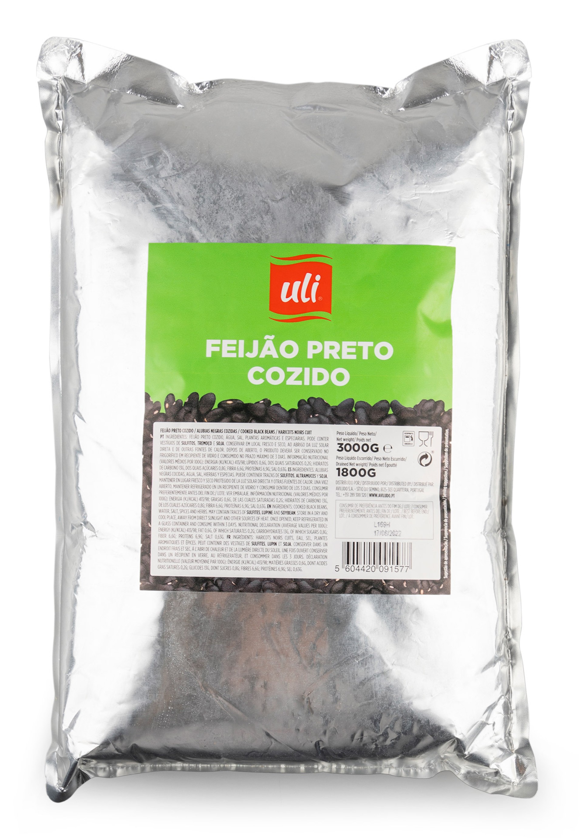 Feij�o Preto Cozido Uli 5x3 kg