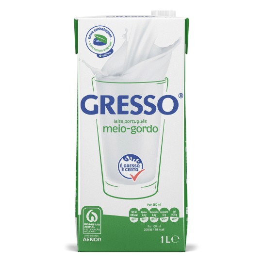 Leite UHT Meio Gordo Gresso 6x1 l