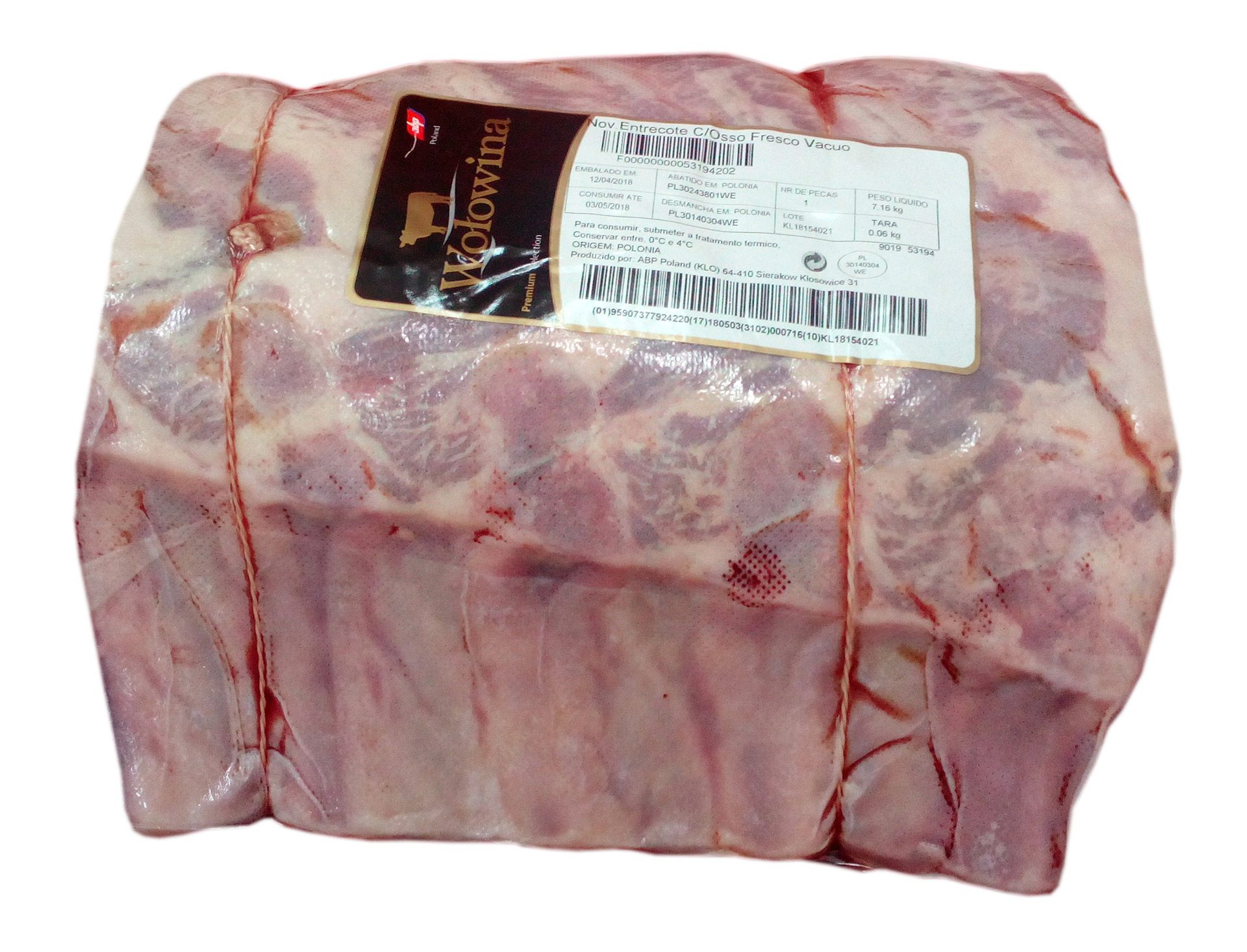 Novilho Entrecôte c/ Osso Fresco Wolowina Vácuo Novilho Entrecôte c/ Osso Fresco Wolowina Vácuo