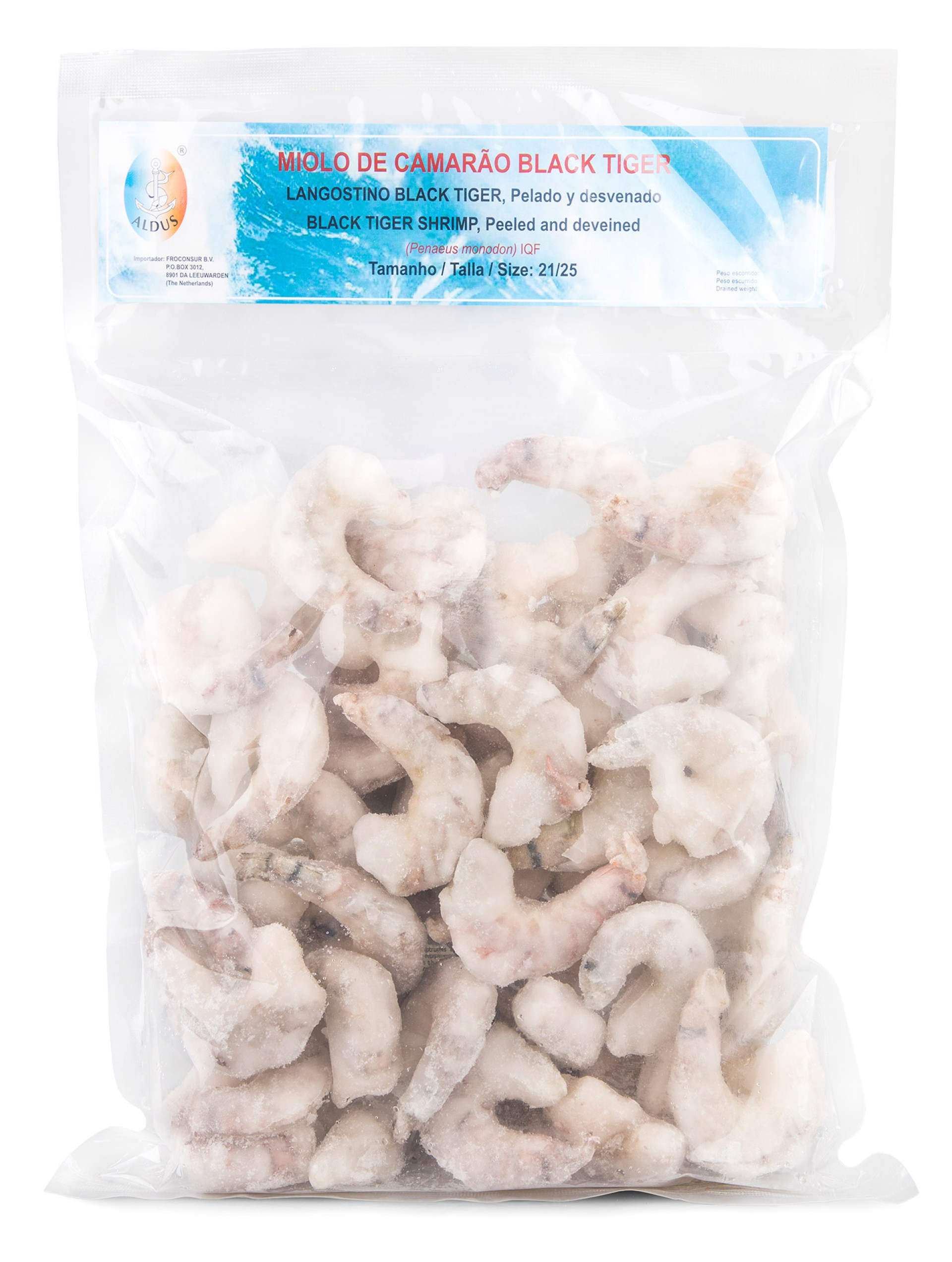 Miolo Camarão Black Tiger 21/25 Congelado Saco 800 g Miolo Camarão Black Tiger 21/25 Congelado Saco 800 g