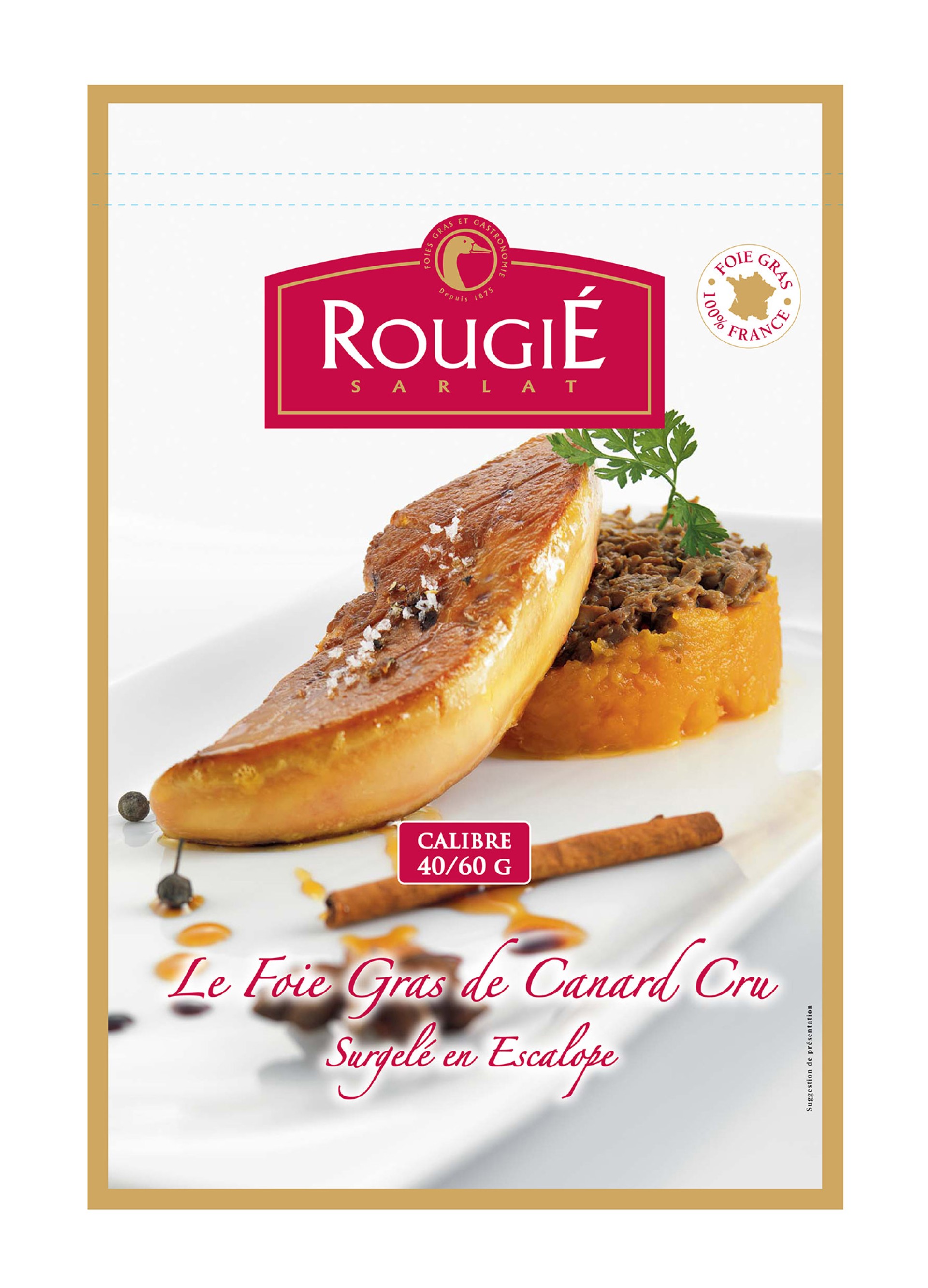 Foie Gras Pato Cru Fatiado 40/60 g Congelado Rougi�