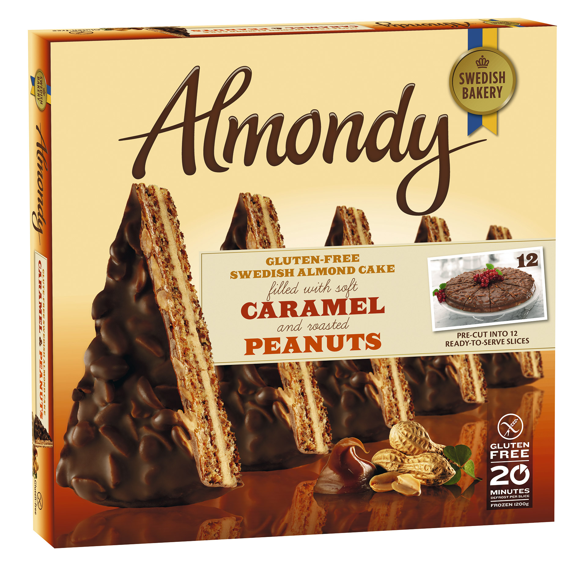 Bolo Amêndoa Caramelo/Amendoim Congelado 1,2 kg Bolo Amêndoa Caramelo/Amendoim Congelado 1,2 kg