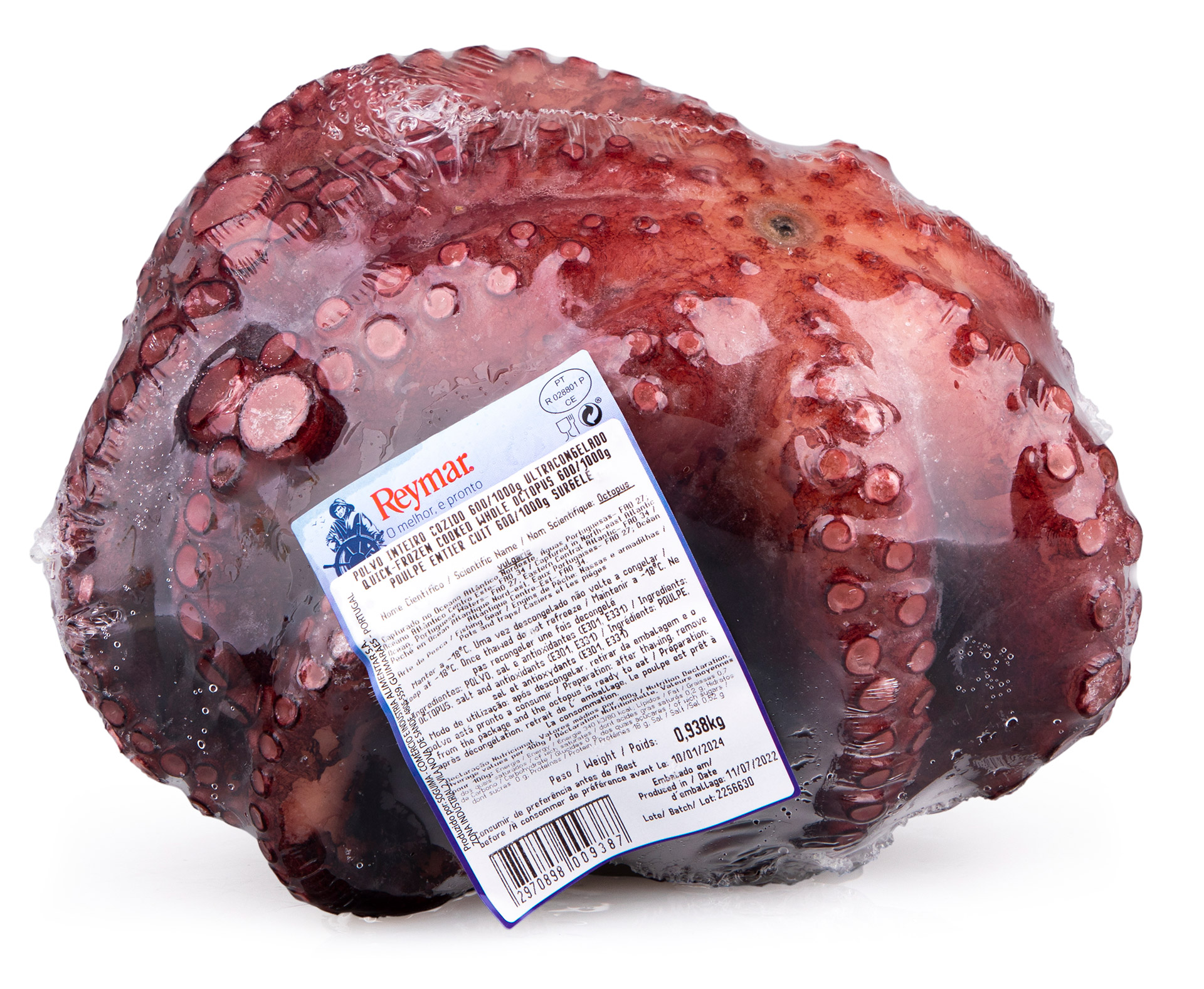 Polvo Cozido Inteiro 600/1000 g Congelado