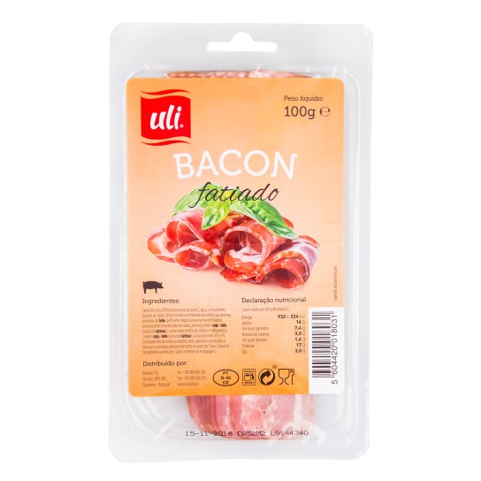 Bacon Fatiado Uli 5x100 g