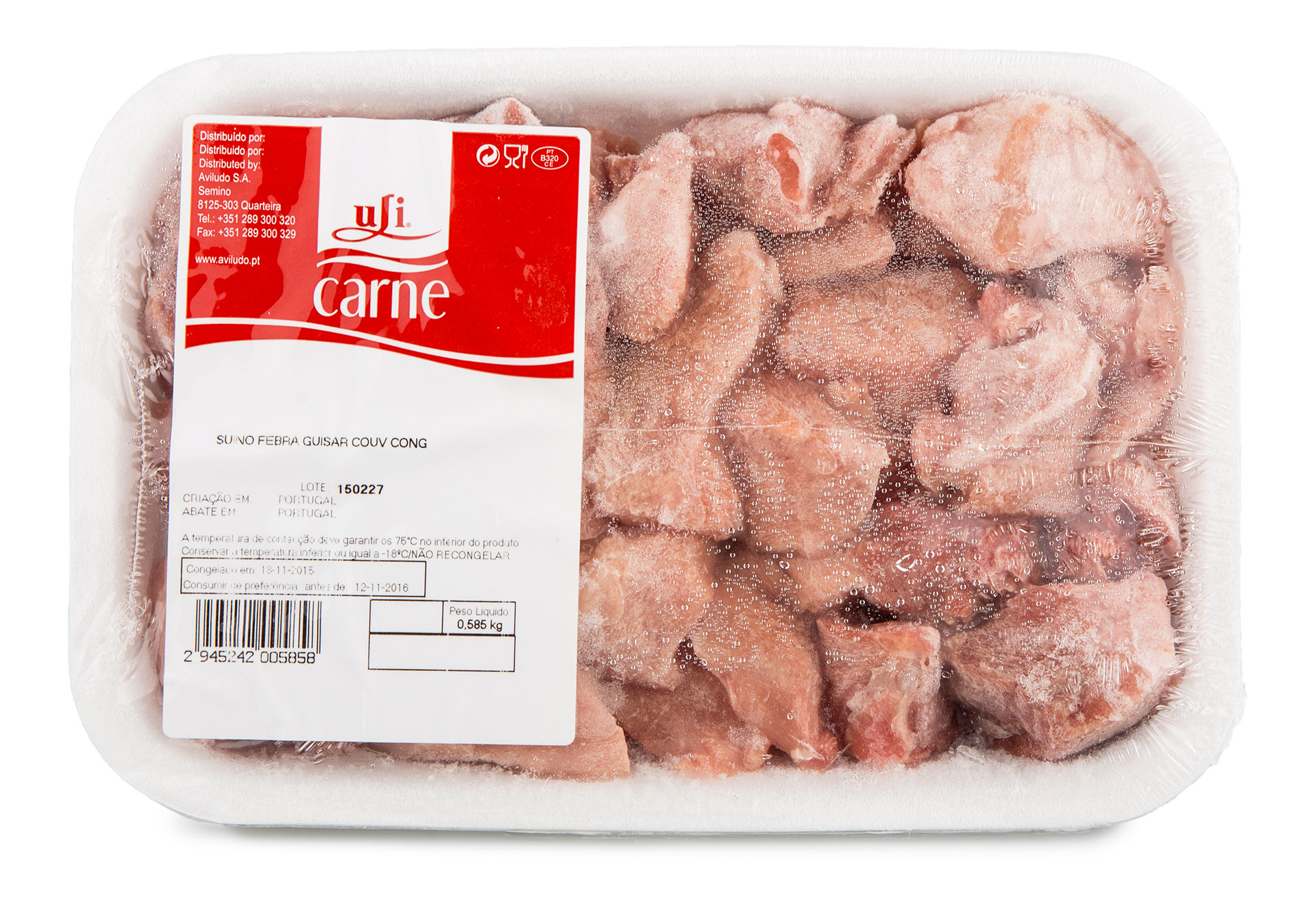 Porco Febras Guisar Congeladas Uli Cuvete