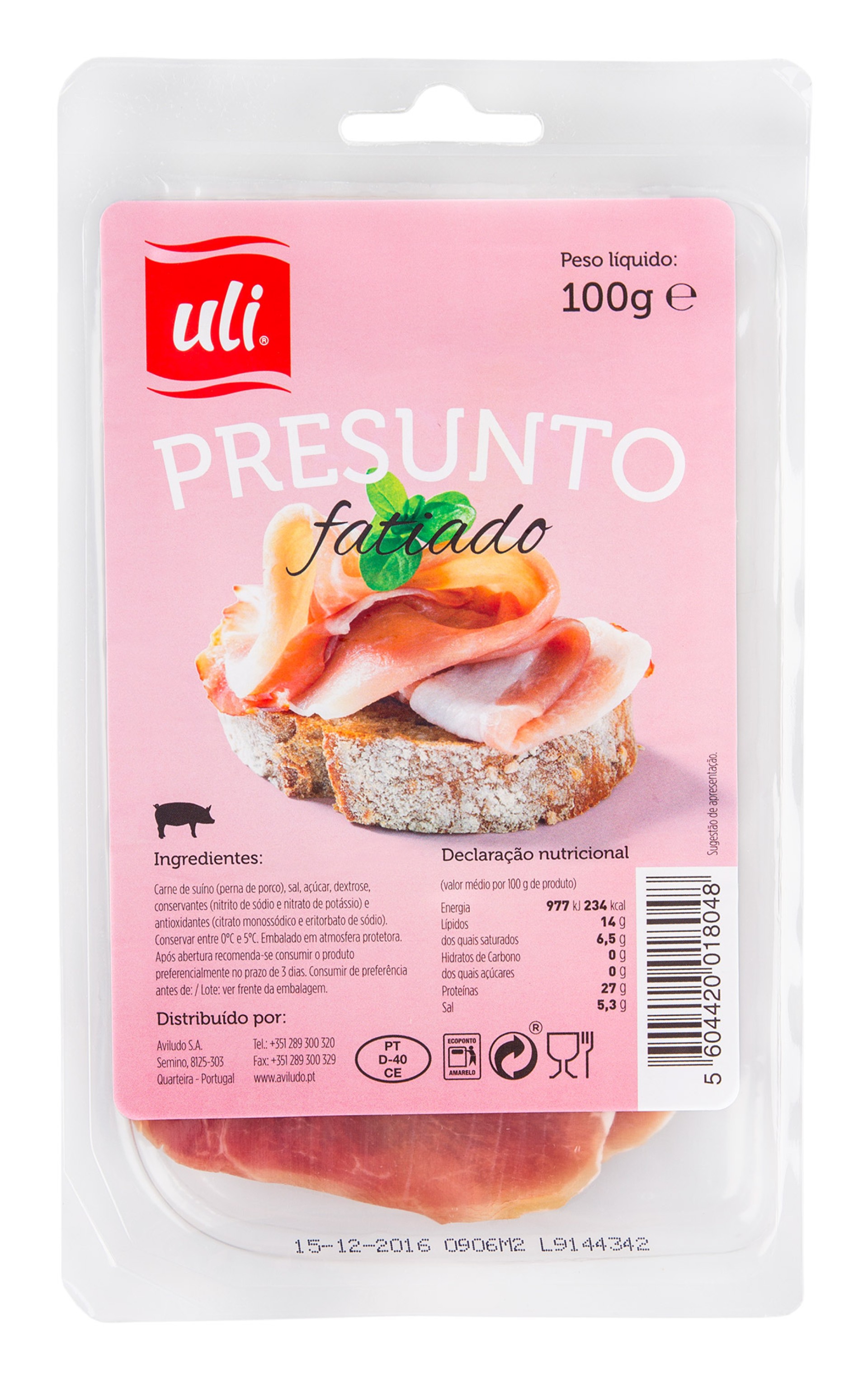 Presunto Fatiado Uli 5x100 g Presunto Fatiado Uli 5x100 g