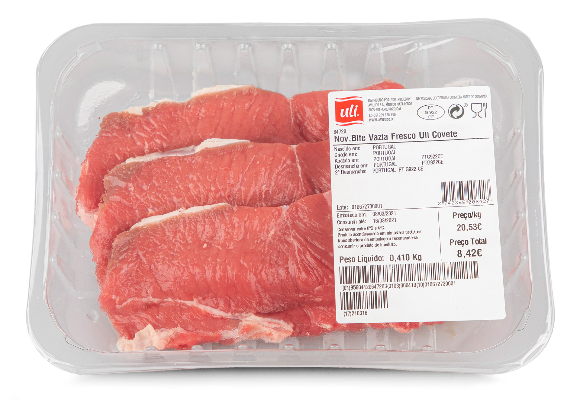 Novilho Bife Vazia Fresco Uli Cuvete