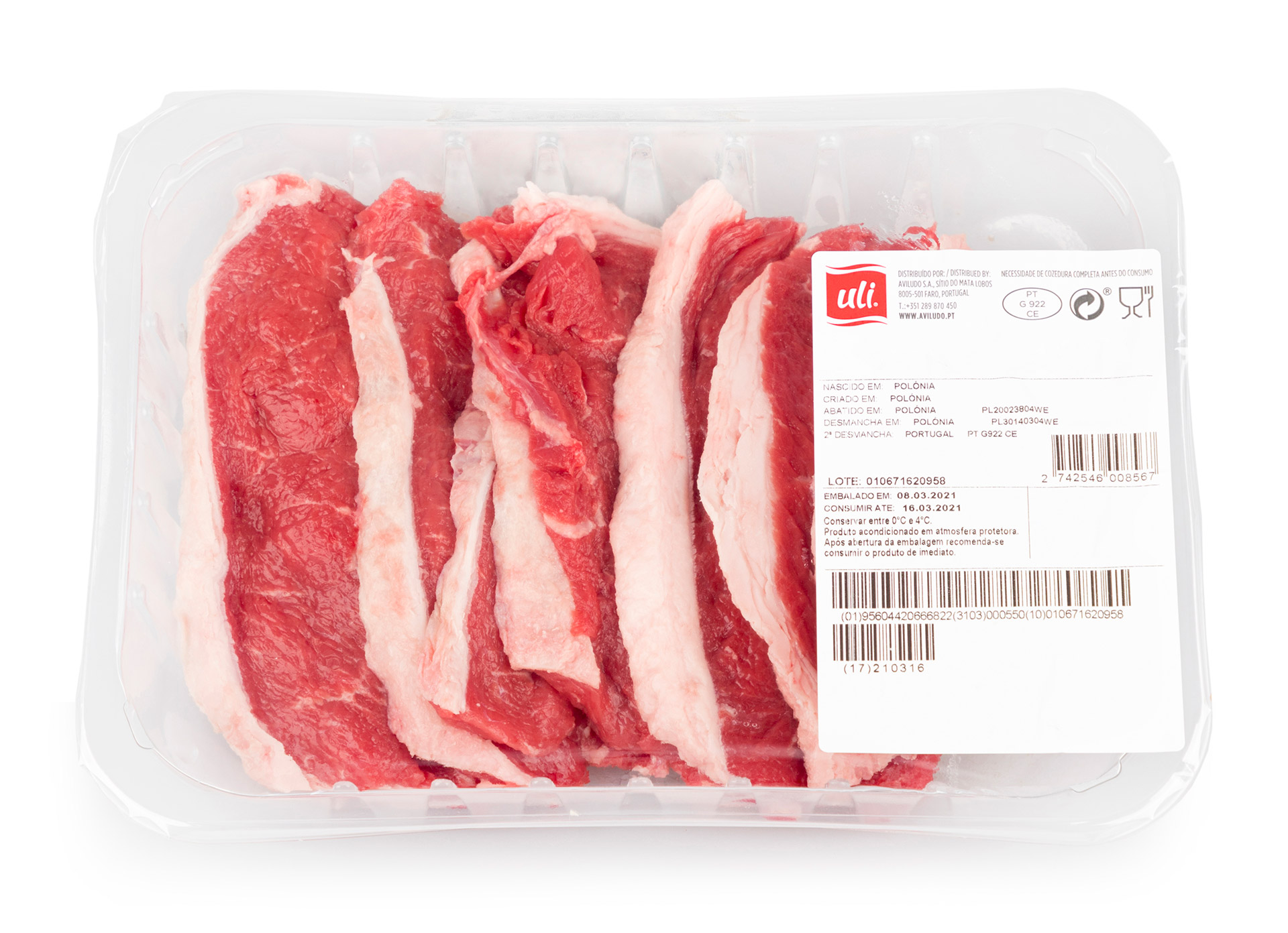 Novilho Bife Vazia Fresco Uli Bandeja