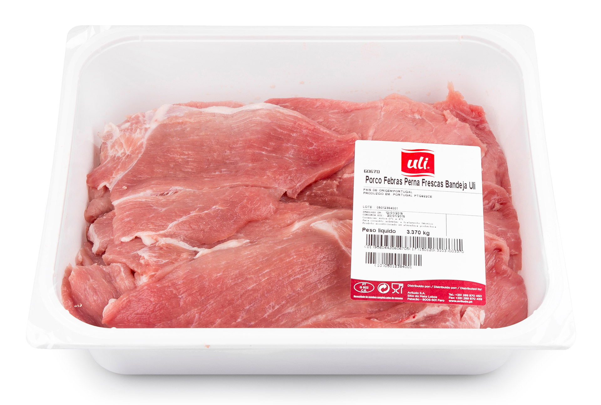 Porco Febras Perna Frescas Uli Bandeja