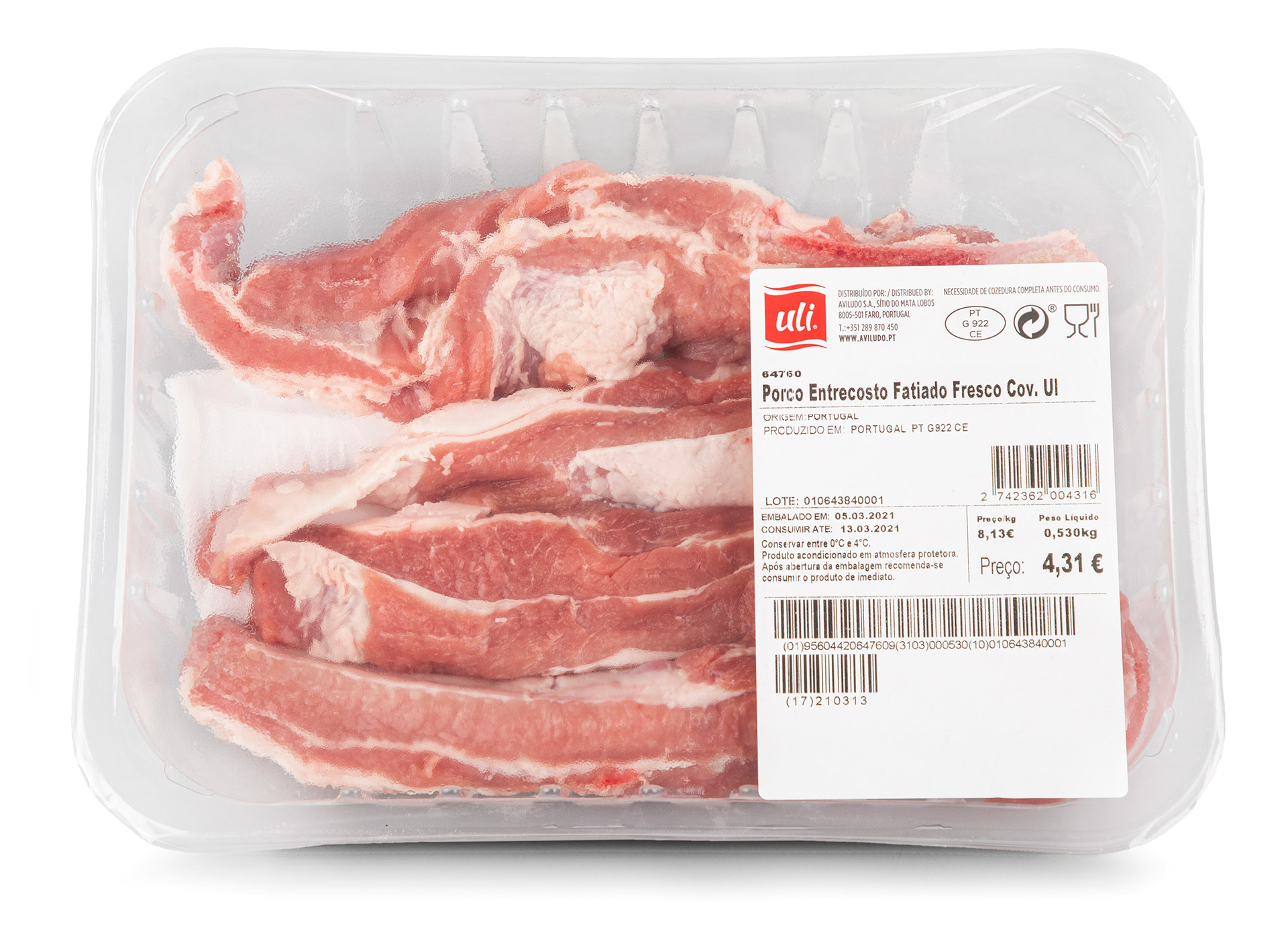 Porco Entrecosto Fatiado Fresco Uli Cuvete Porco Entrecosto Fatiado Fresco Uli Cuvete