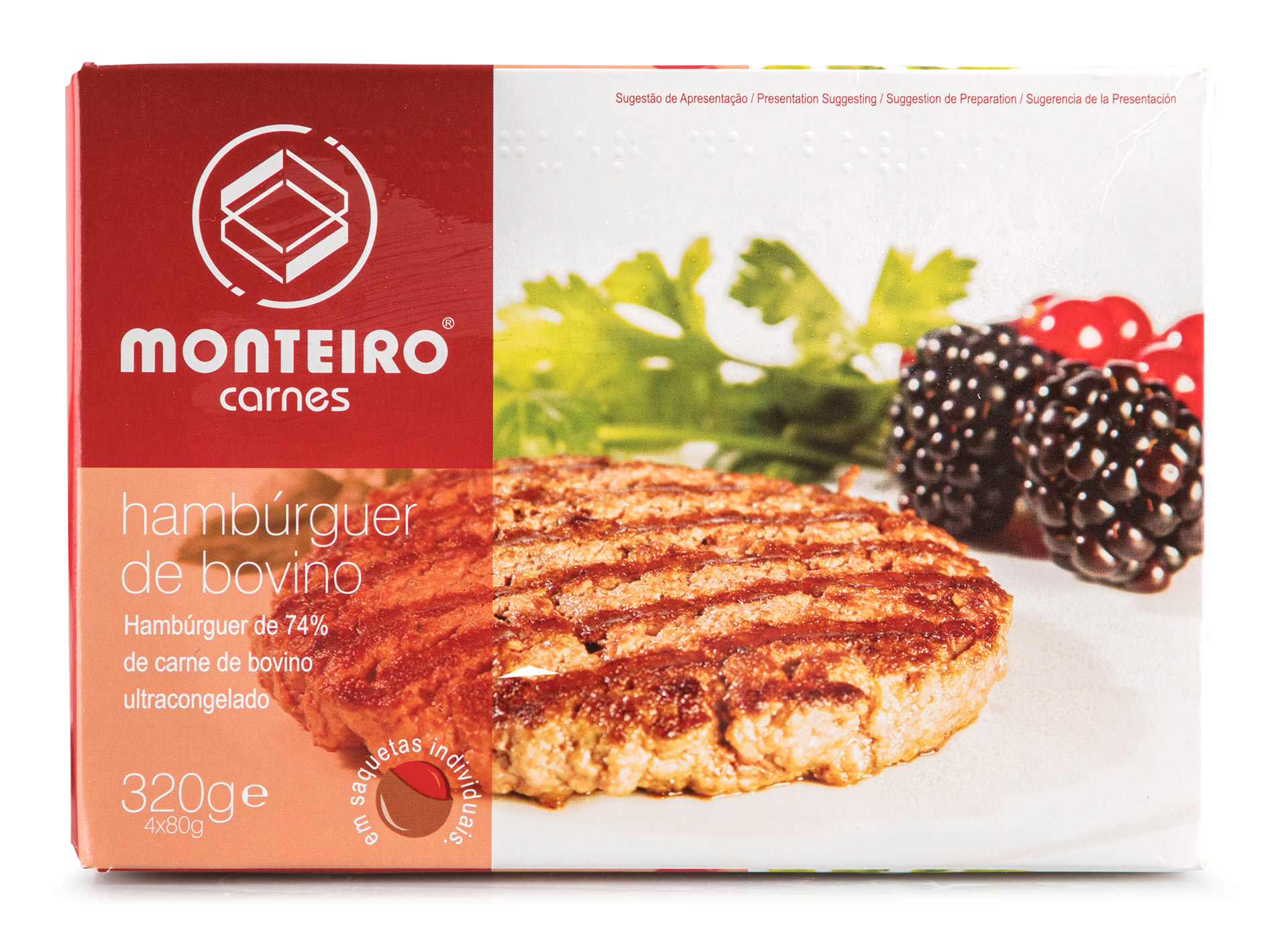 Hamb�rguer Bovino Congelado Monteiro Carnes 8x(4x80 g)