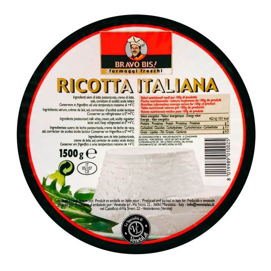 Queijo Ricotta Fresco 1,5 kg Queijo Ricotta Fresco 1,5 kg