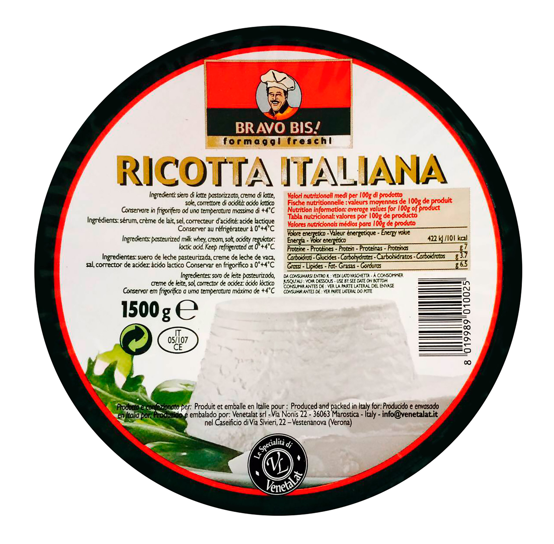 Queijo Ricotta Fresco 1,5 kg Queijo Ricotta Fresco 1,5 kg