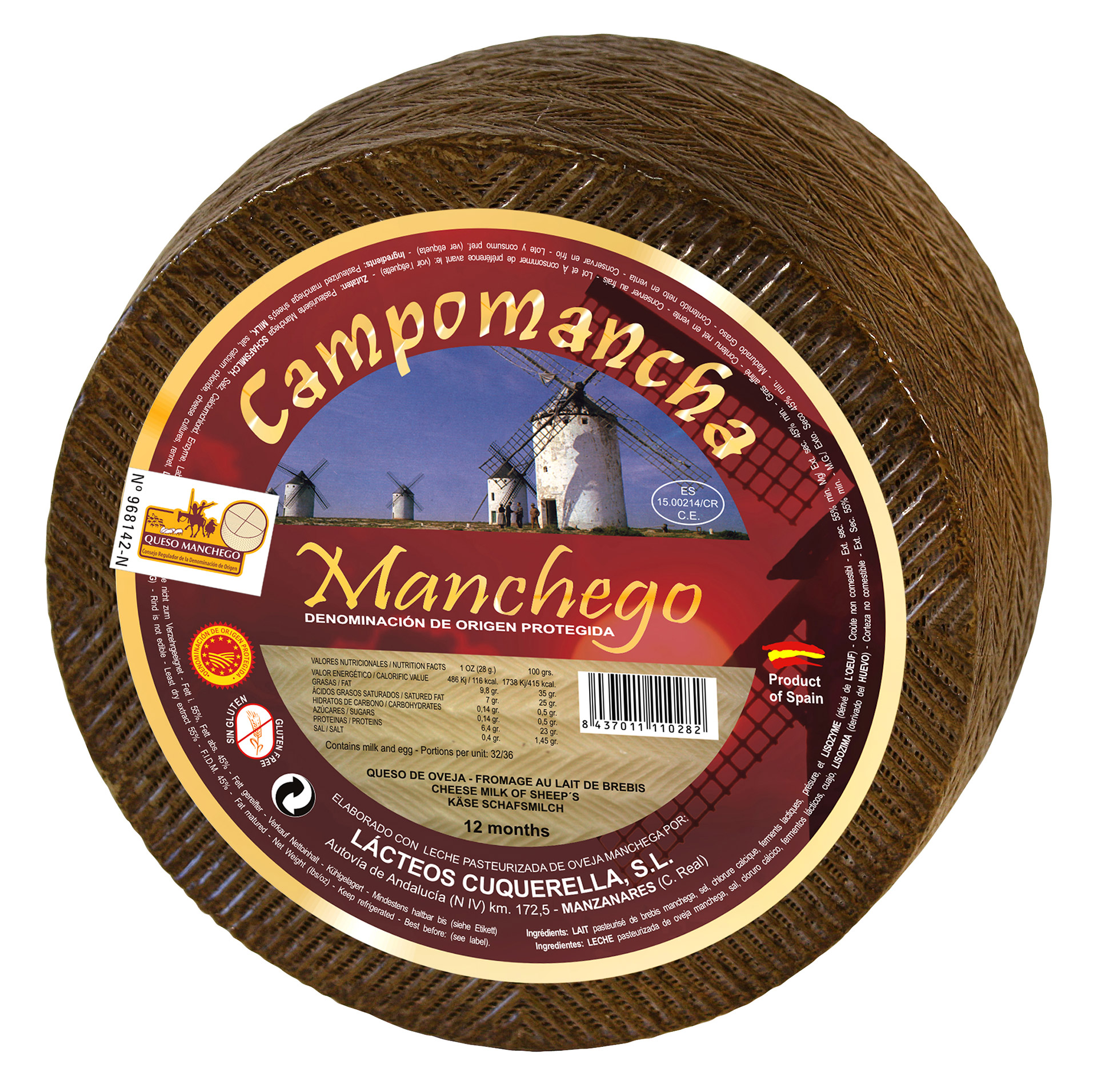 Queijo Manchego Inteiro DOP 12 Meses Cura Vácuo Queijo Manchego Inteiro DOP 12 Meses Cura Vácuo