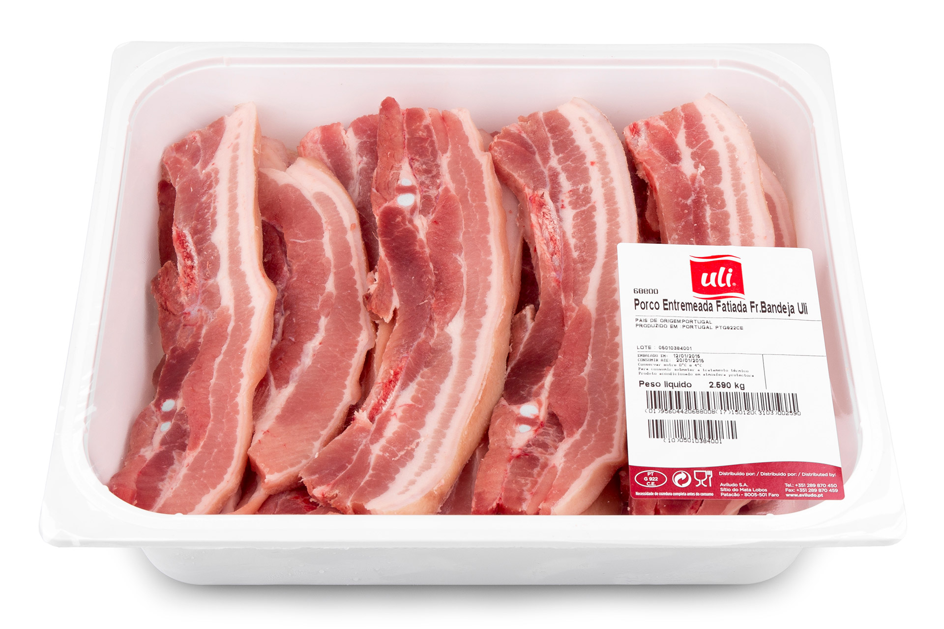 Porco Entremeada Fatiada Fresca Uli Bandeja Porco Entremeada Fatiada Fresca Uli Bandeja