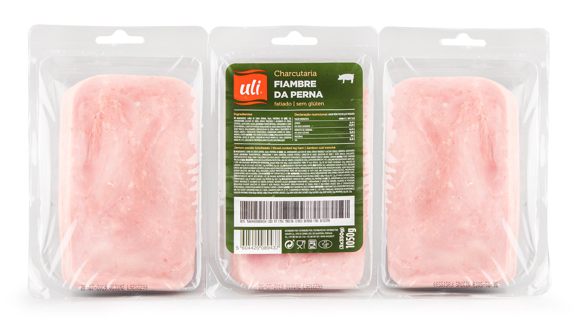 Fiambre Perna Fatiado Uli 3x350 g