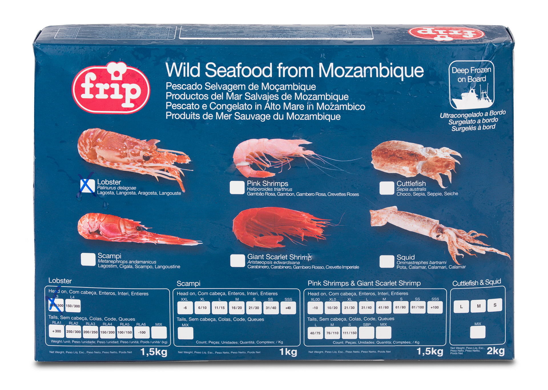 Lagosta Crua 300/500 Congelada Mo�ambique Cx 1,5 kg