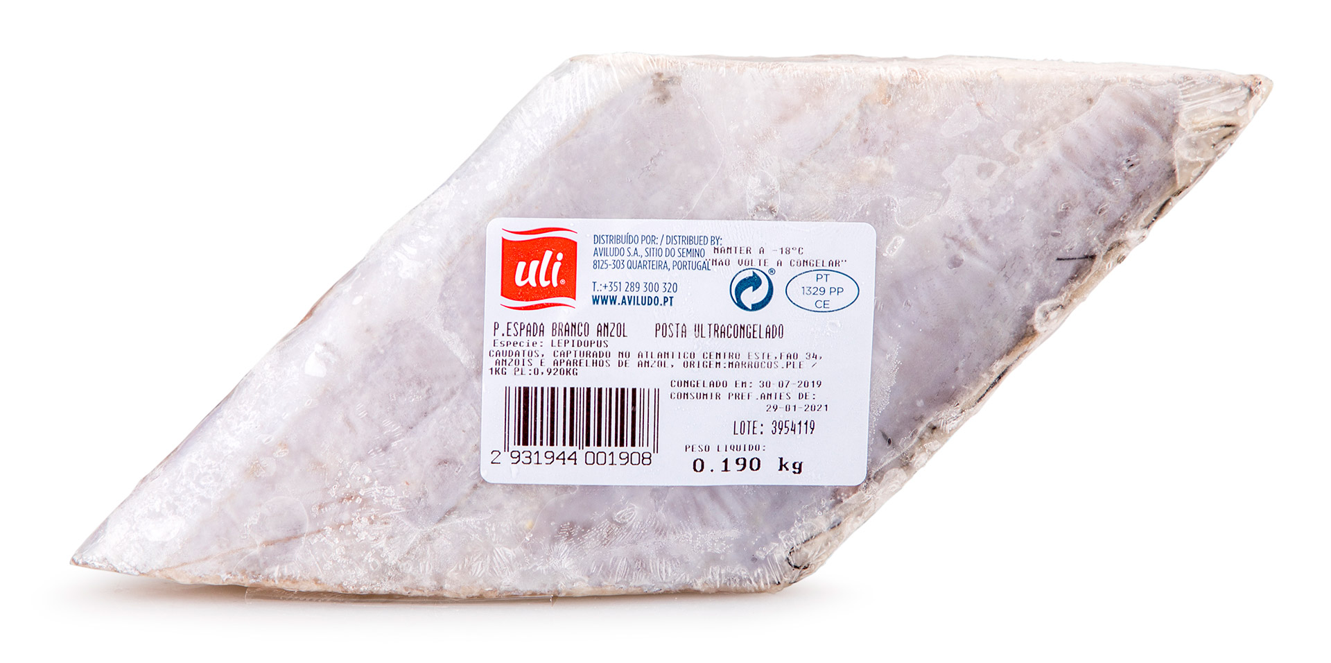 Peixe Espada Higienizado Congelado Uli Cx 4 kg Peixe Espada Higienizado Congelado Uli Cx 4 kg