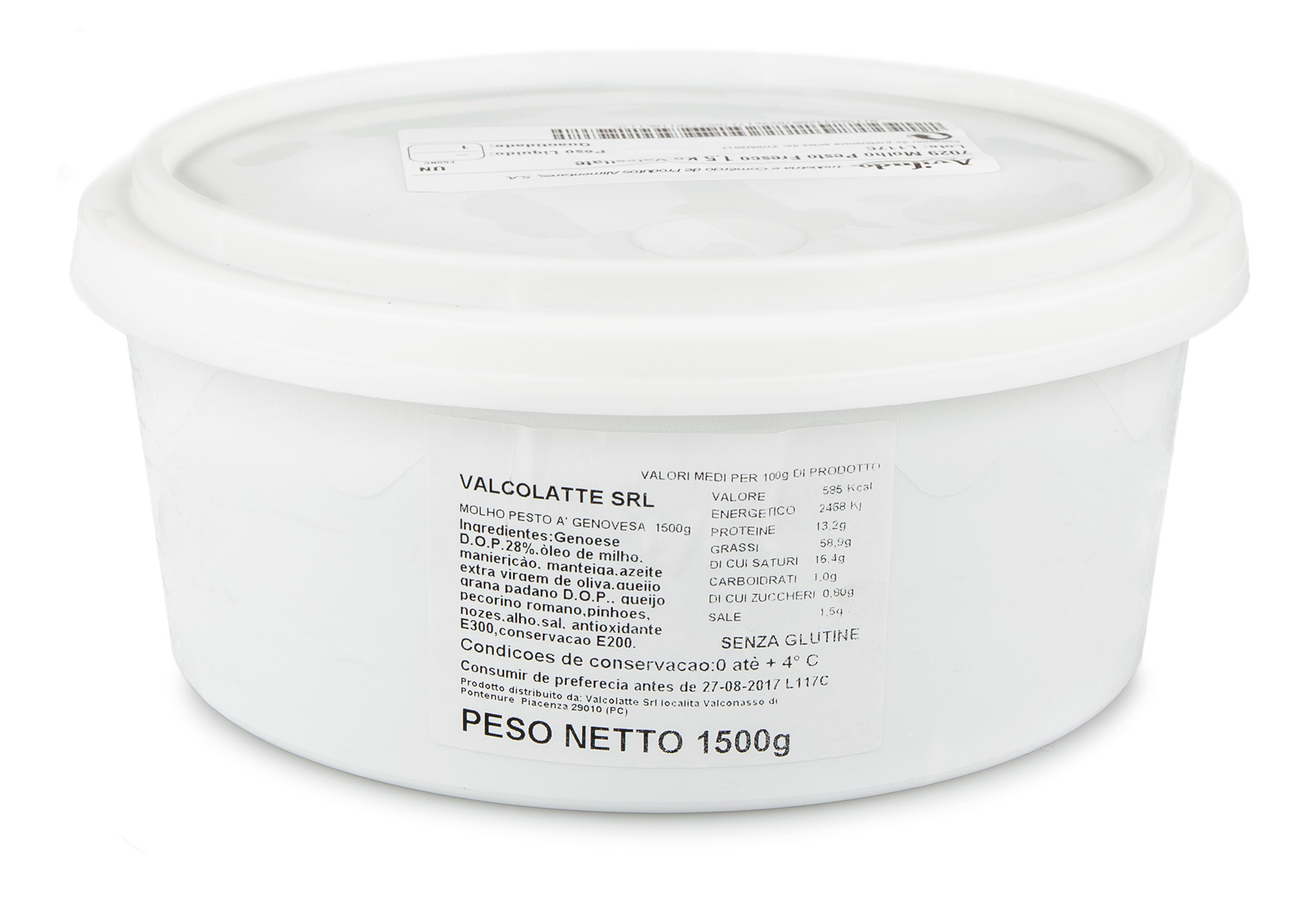 Molho Pesto Fresco Valcollate 1,5 kg Molho Pesto Fresco Valcollate 1,5 kg