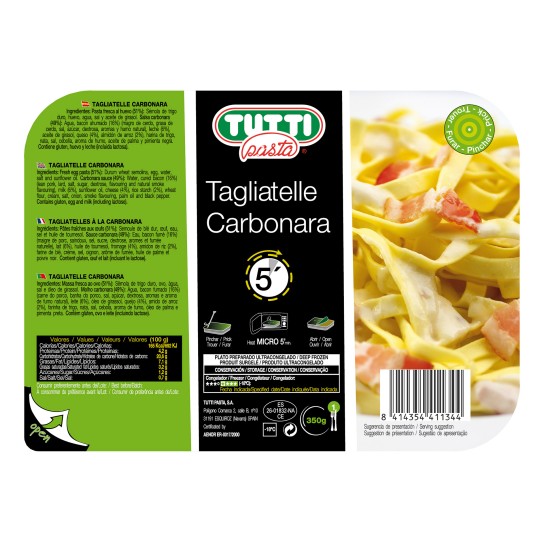 Tagliatelle Carbonara Congelada Tutti 12x350 g Tagliatelle Carbonara Congelada Tutti 12x350 g