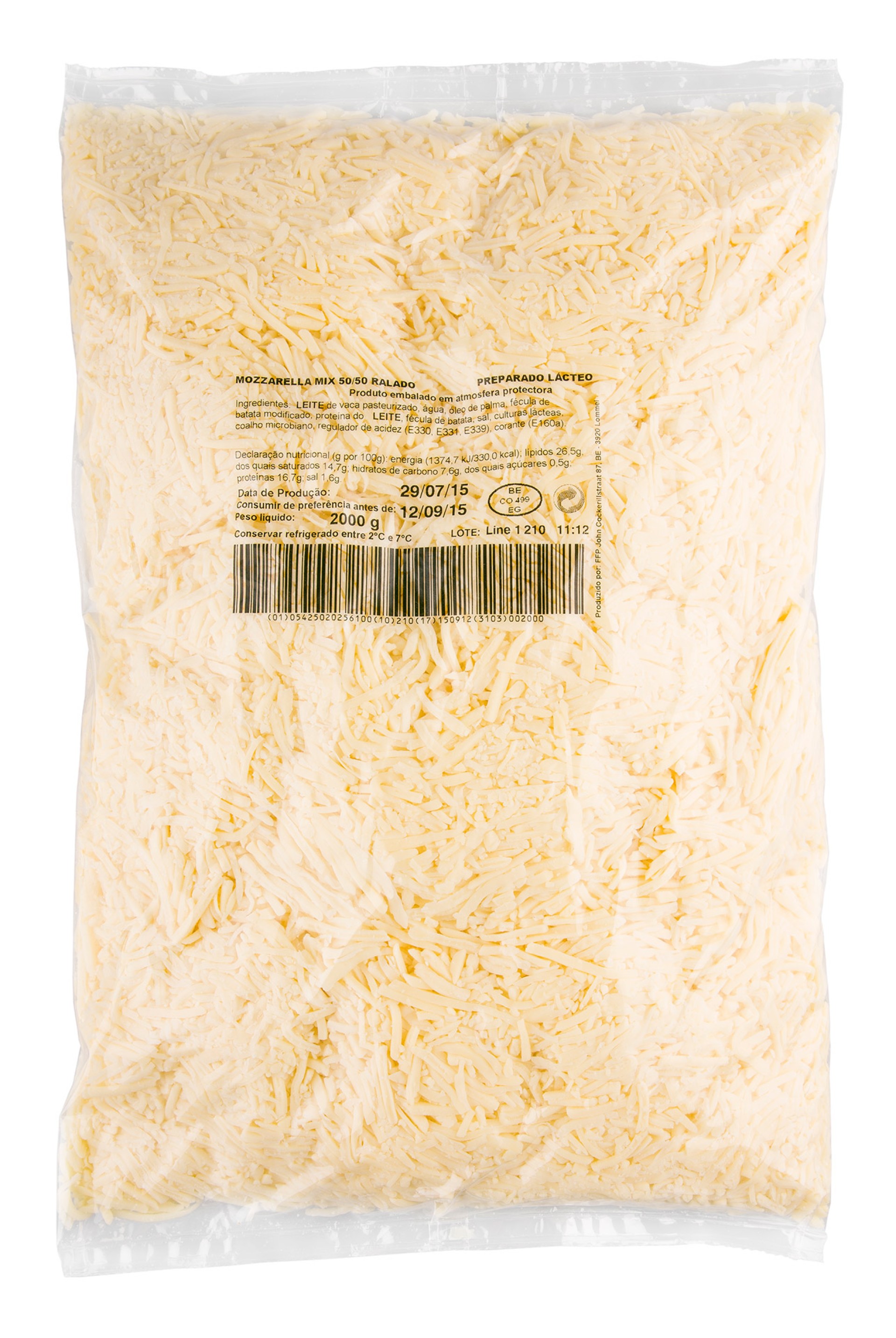Queijo Mozzarela Mix Ralado 50/50 Saco 2 kg
