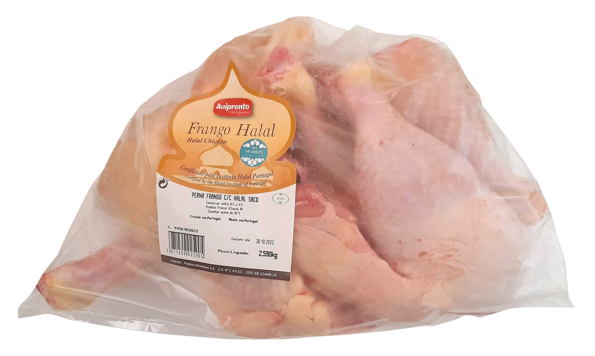 Frango Perna c/ Costas Halal Fresca Saco +/- 2,5 kg
