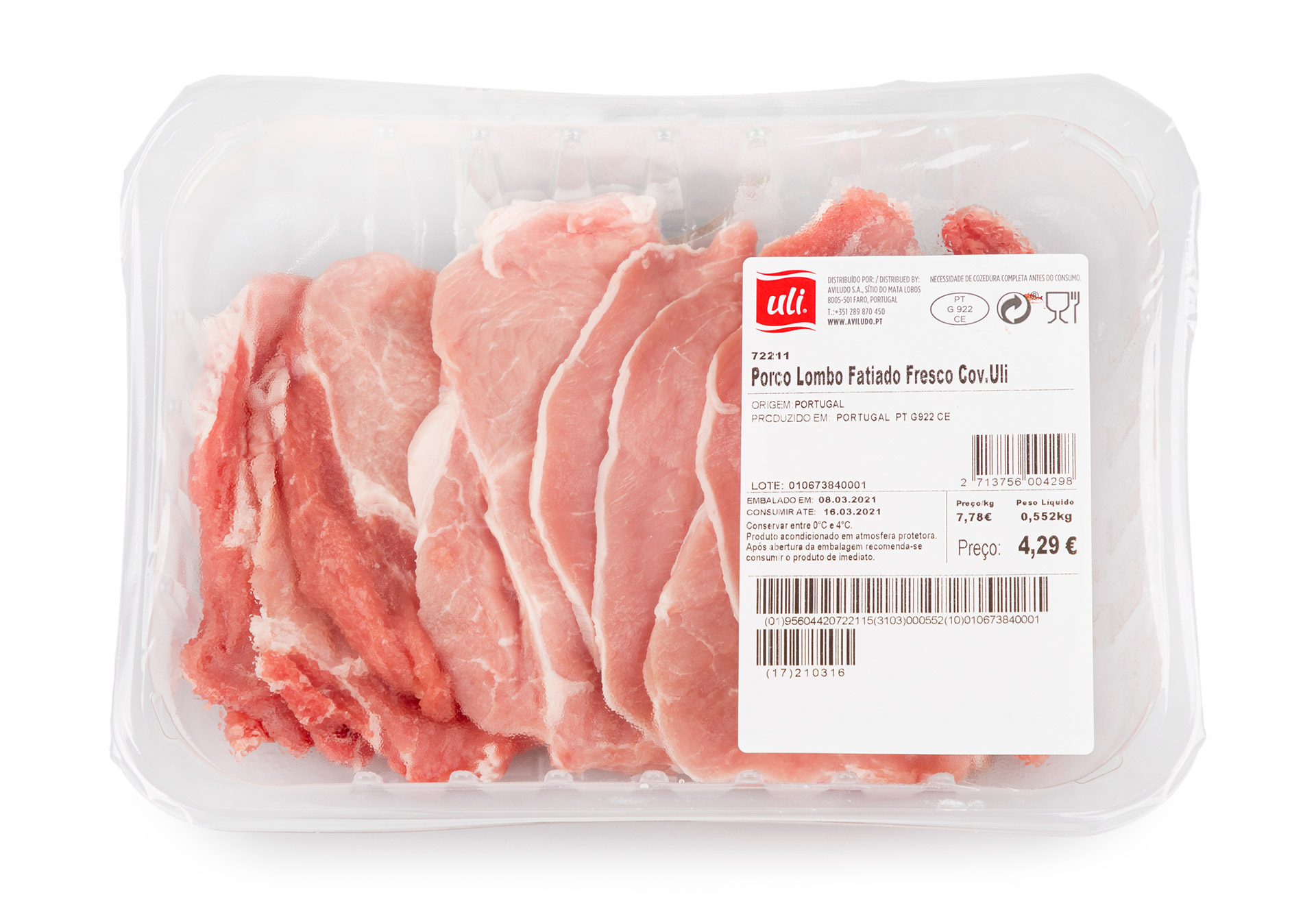 Porco Lombo Fatiado Fresco Uli Cuvete