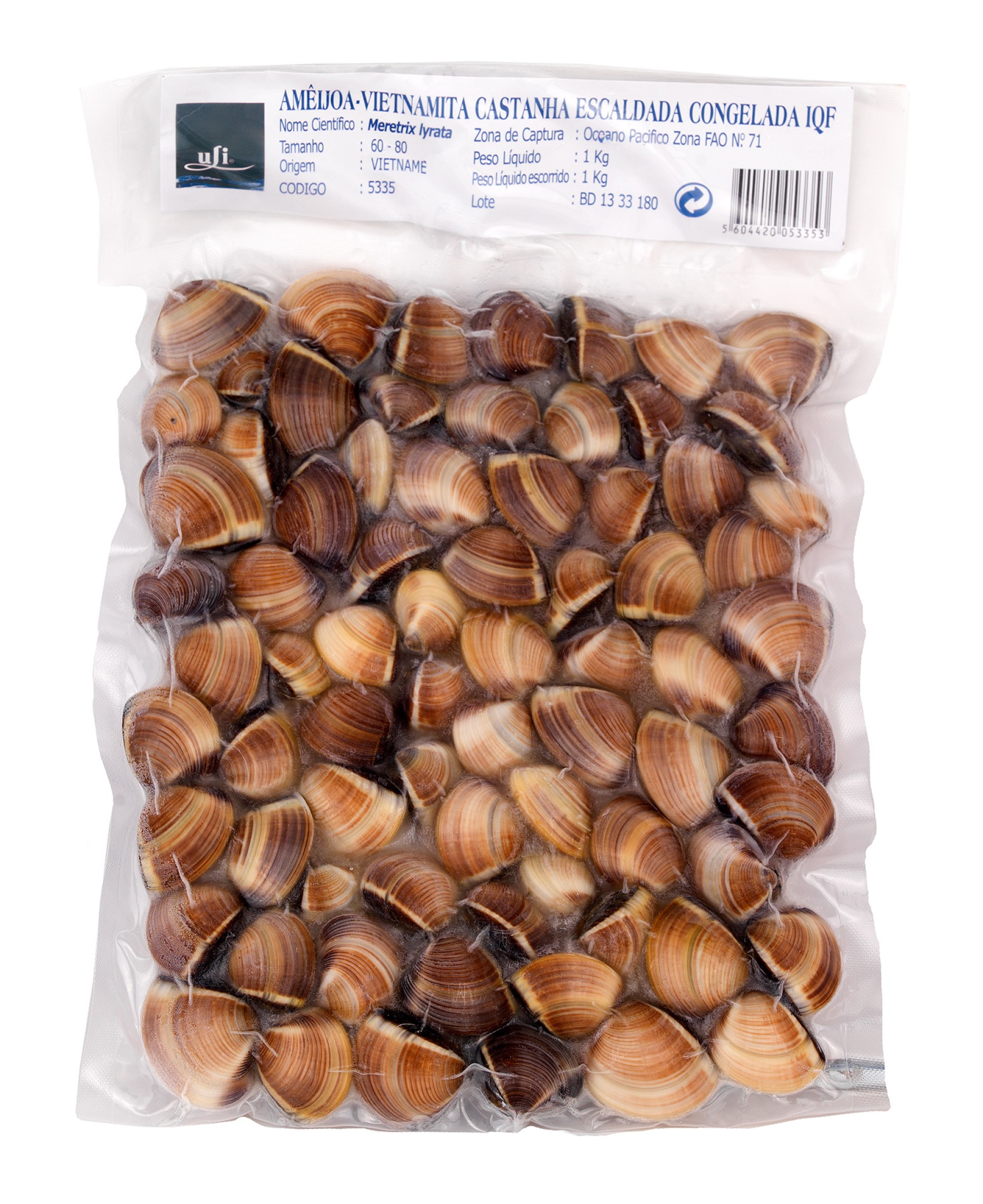 Amêijoa Vietnamita Castanha 60/80 Congelada 6x1 kg Amêijoa Vietnamita Castanha 60/80 Congelada 6x1 kg