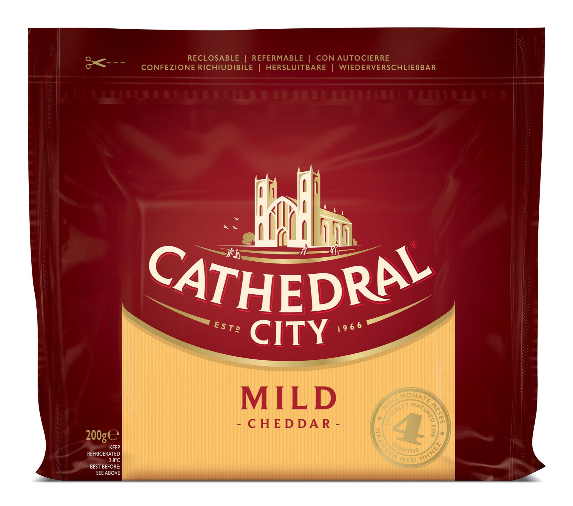Queijo Cheddar White Mild Cath City 12x200 g
