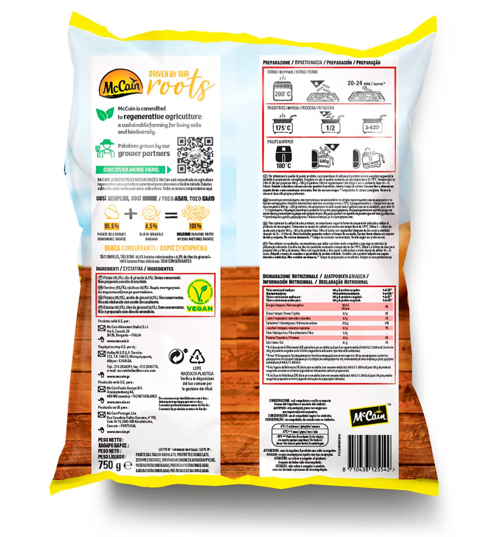 Batata Original Crinkle Congelada McCain 12x750 g Batata Original Crinkle Congelada McCain 12x750 g