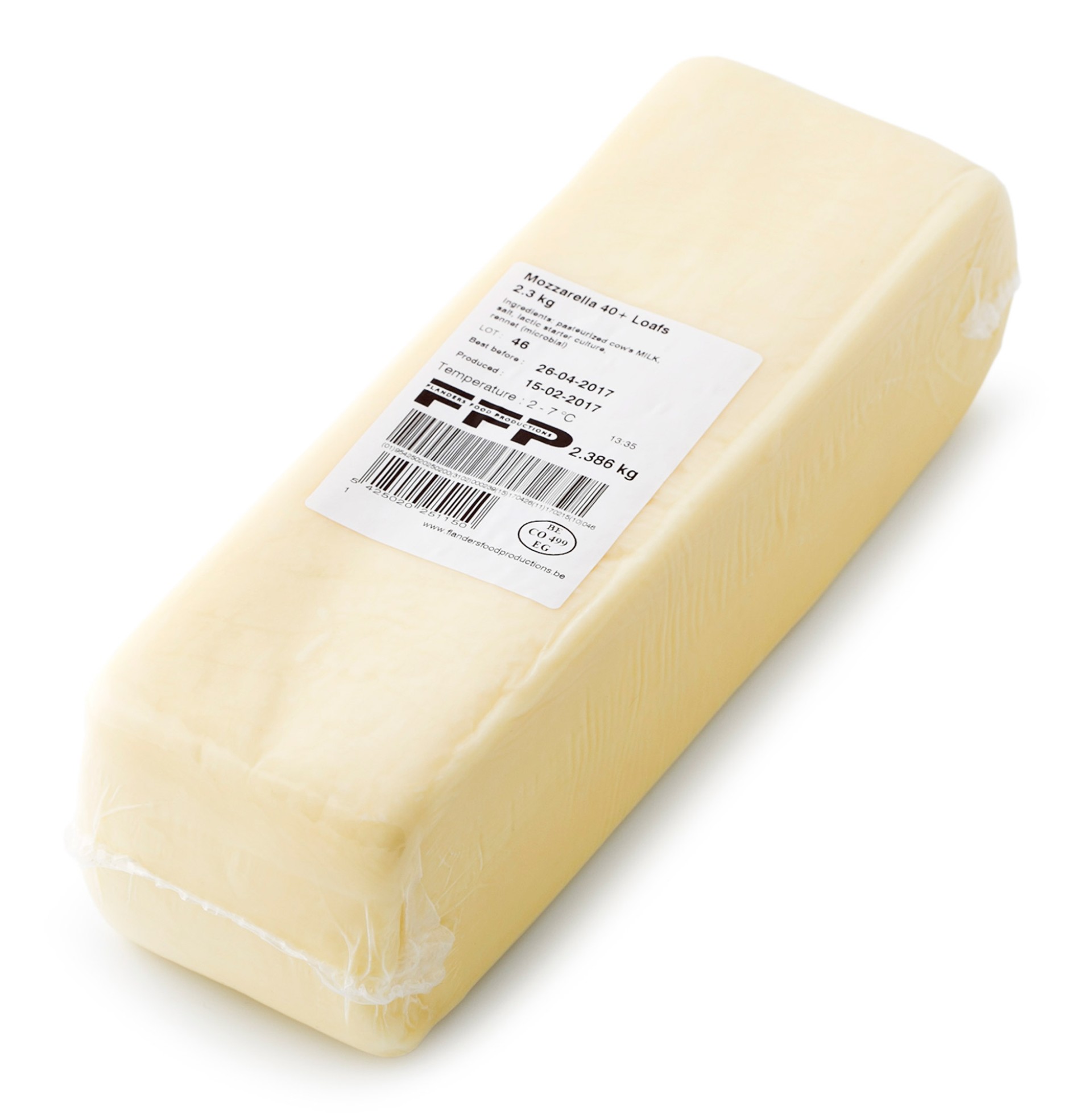 Queijo Mozzarella 40% Mat�ria Gorda Barra +/- 2,3 kg