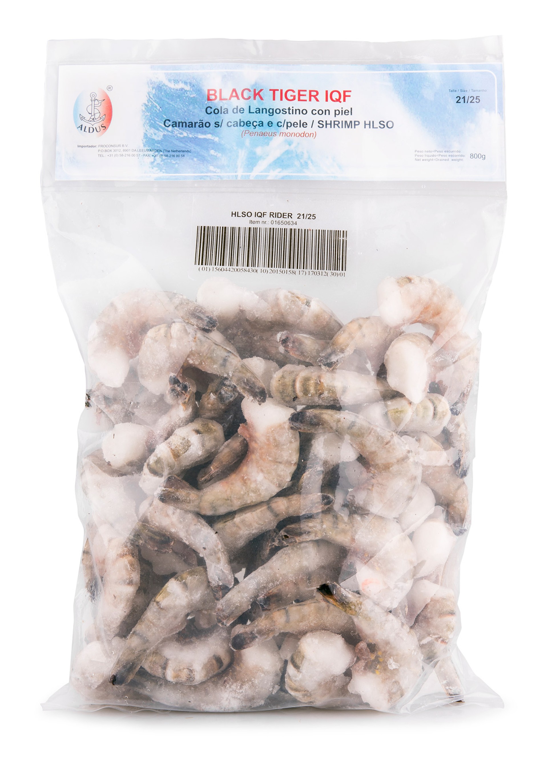 Camarão Black Tiger s/ Cabeça 21/25 Congelado Saco 800 g Camarão Black Tiger s/ Cabeça 21/25 Congelado Saco 800 g