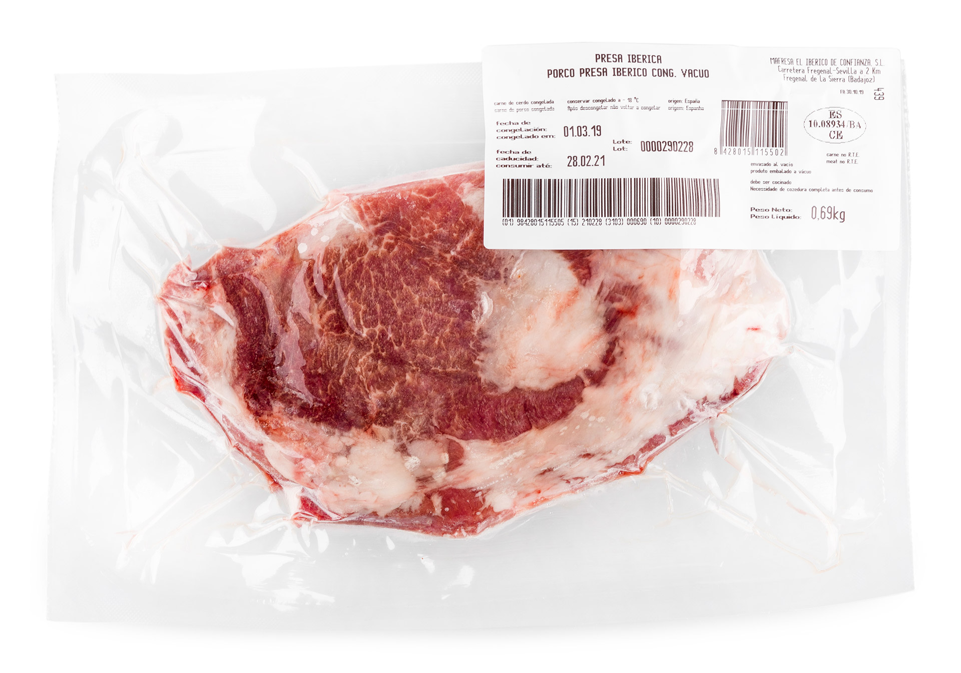 Porco Presa Ibérico Congelada Mafresa Vácuo Porco Presa Ibérico Congelada Mafresa Vácuo