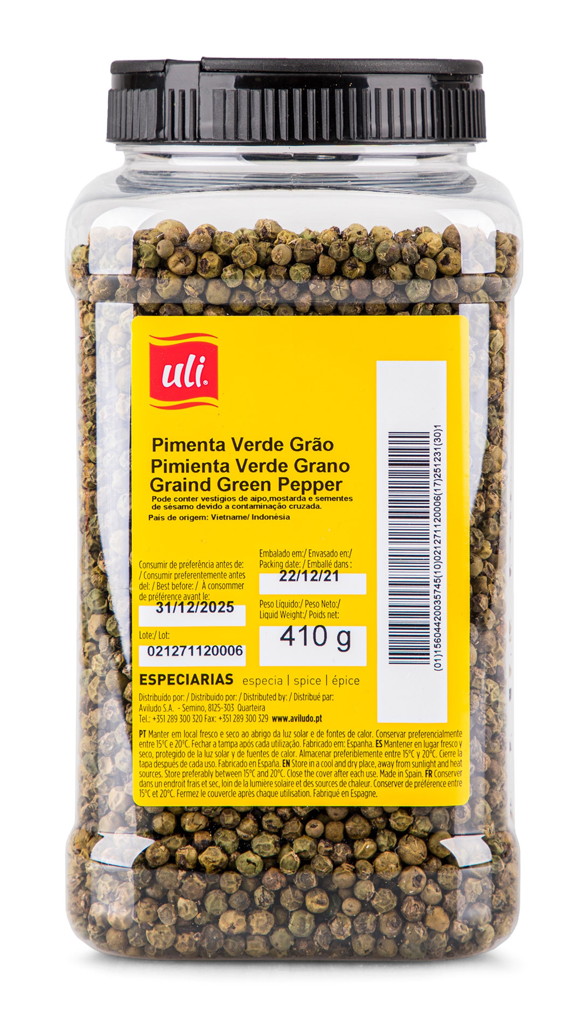Pimenta Verde Grão Desidratada Uli 410 g Pimenta Verde Grão Desidratada Uli 410 g