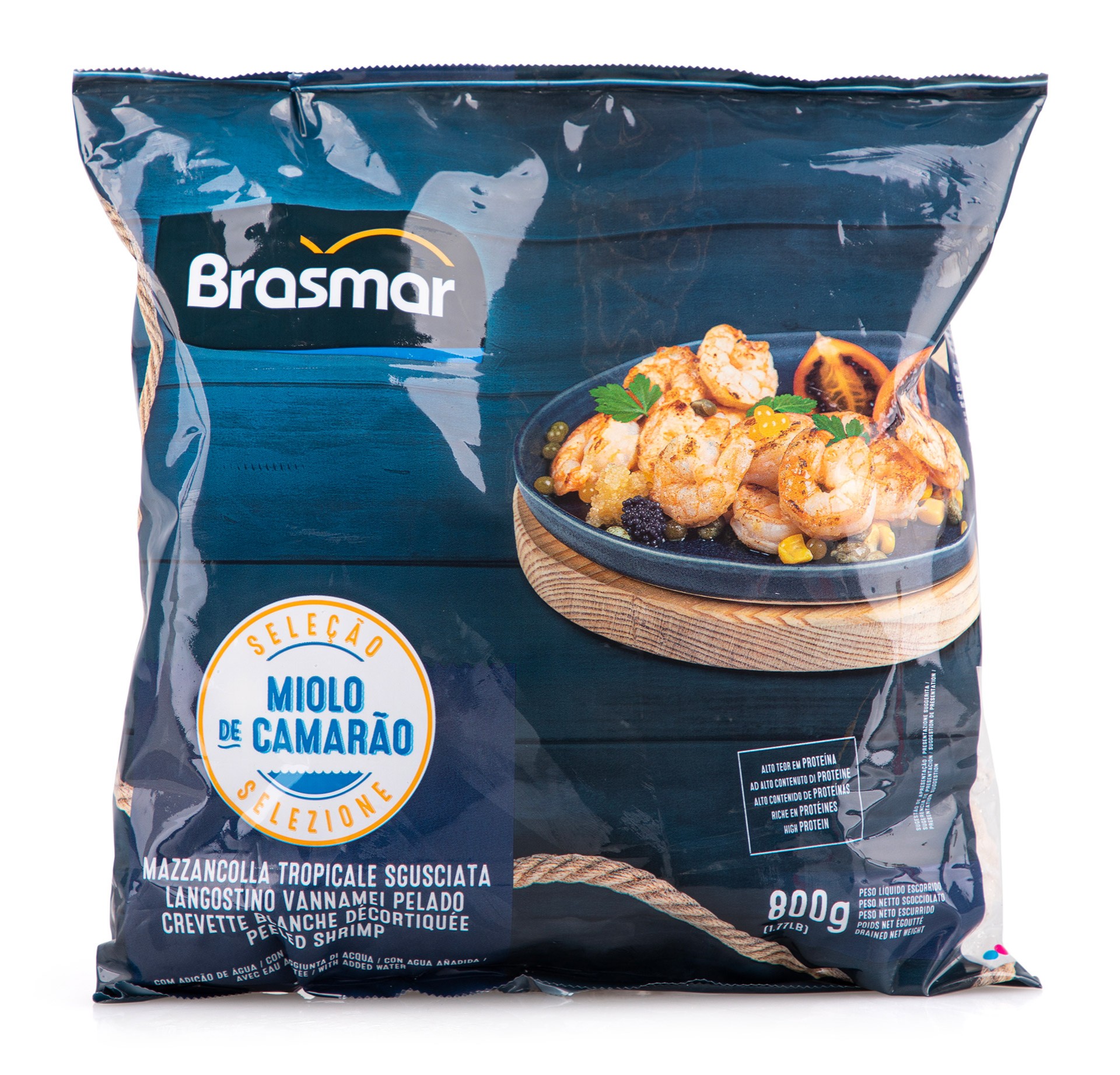 Miolo Camar�o Vannamei 41/50 Congelado Saco 800 g