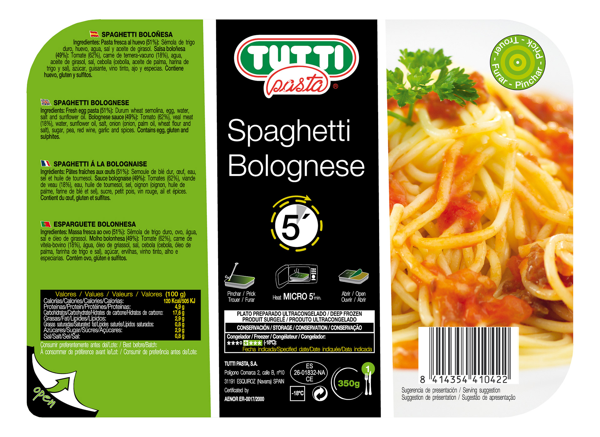 Esparguete Bolonhesa Congelado Tutti 12x350 g Esparguete Bolonhesa Congelado Tutti 12x350 g