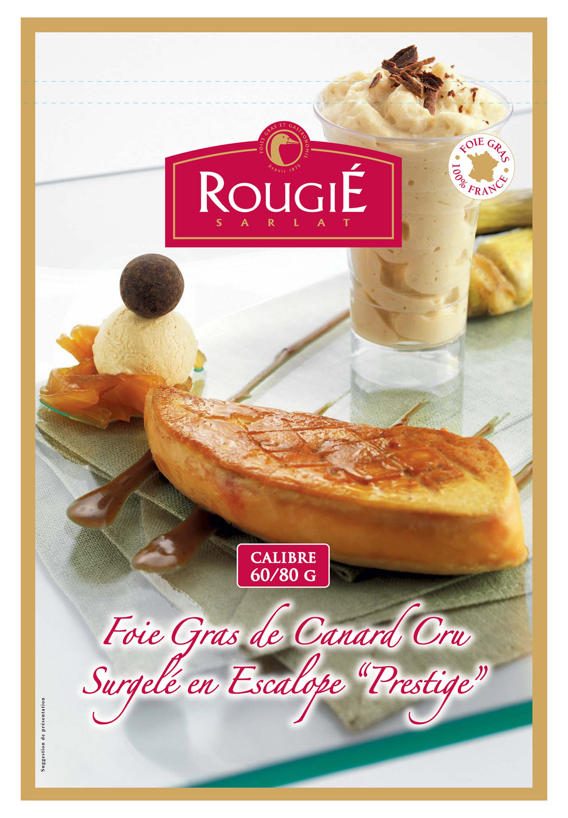 Foie Gras Pato Cru Fatiado 65/80 g Congelado Rougi�