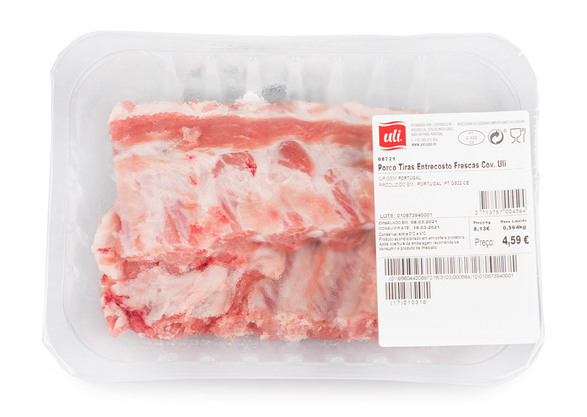Porco Tiras Entrecosto Frescas Uli Cuvete
