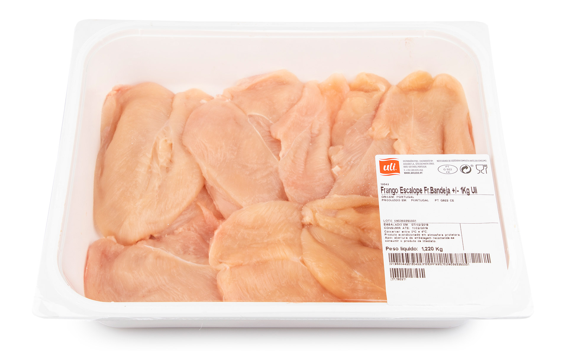 Frango Escalope Fresco Uli Bandeja +/- 1 kg Frango Escalope Fresco Uli Bandeja +/- 1 kg
