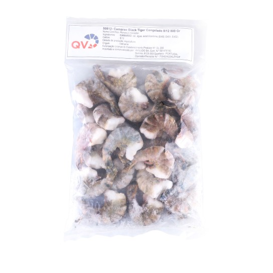 Camarão B.Tiger S/C Congelado 8/12 Saco de 800Gr (Peça de 9 a 10Kg) Camarão B.Tiger S/C Congelado 8/12 Saco de 800Gr (Peça de 9 a 10Kg)