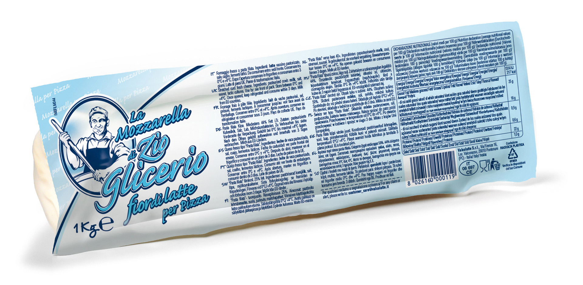 Queijo Mozzarella Barra Fior di Latte 6x1 kg