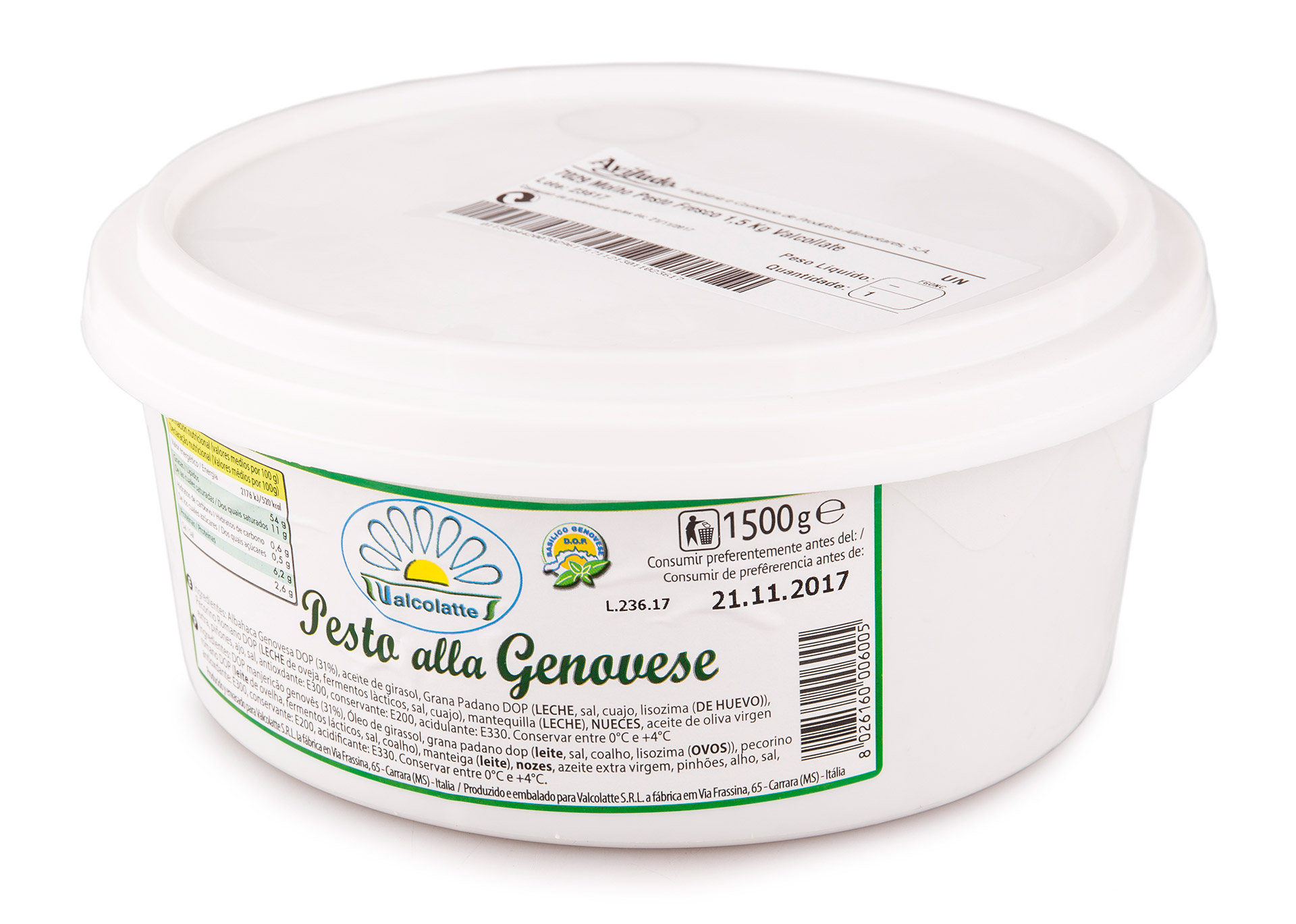 Molho Pesto Fresco Valcollate 1,5 kg Molho Pesto Fresco Valcollate 1,5 kg