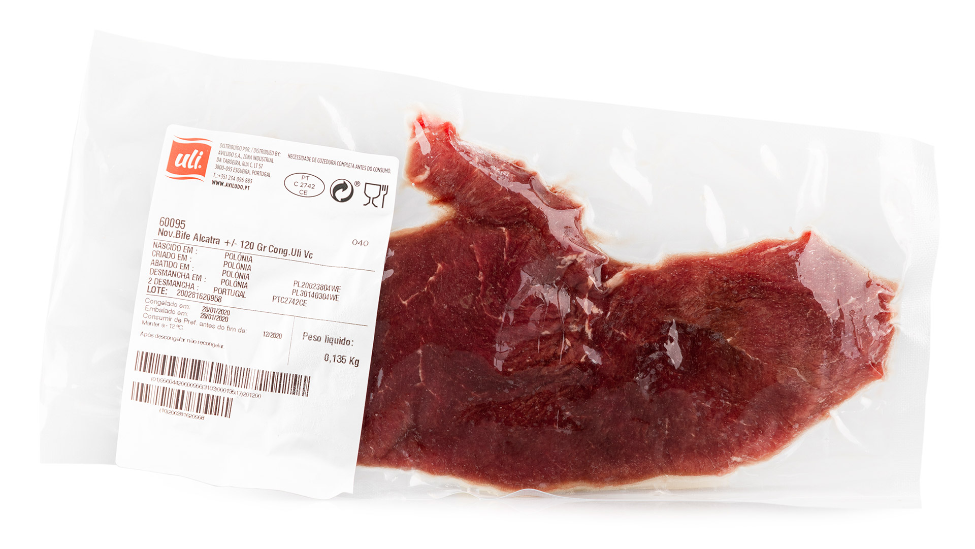Novilho Bife Alcatra +/- 120 g Congelado Uli V�cuo