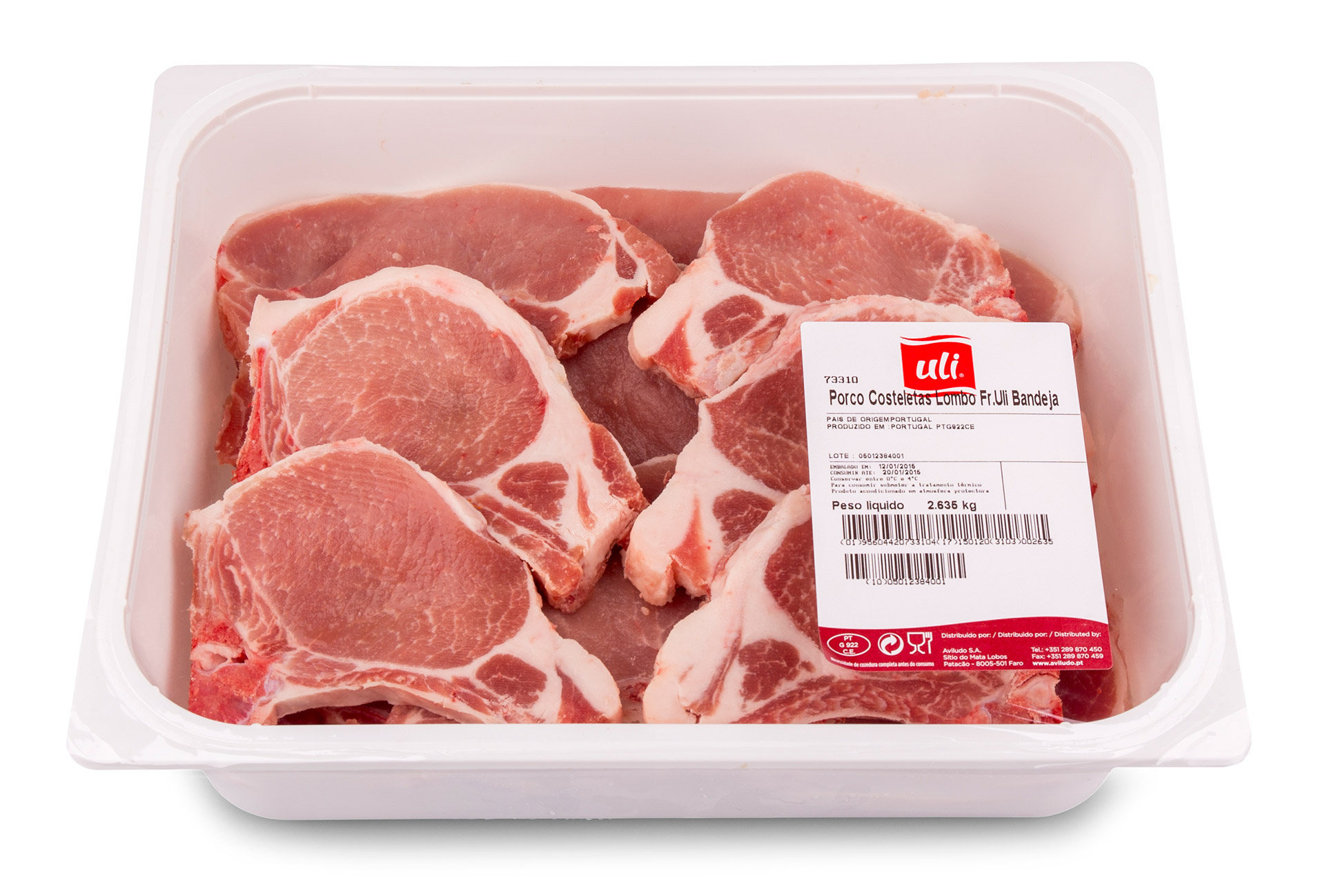 Porco Costeletas Lombo Frescas Uli Bandeja